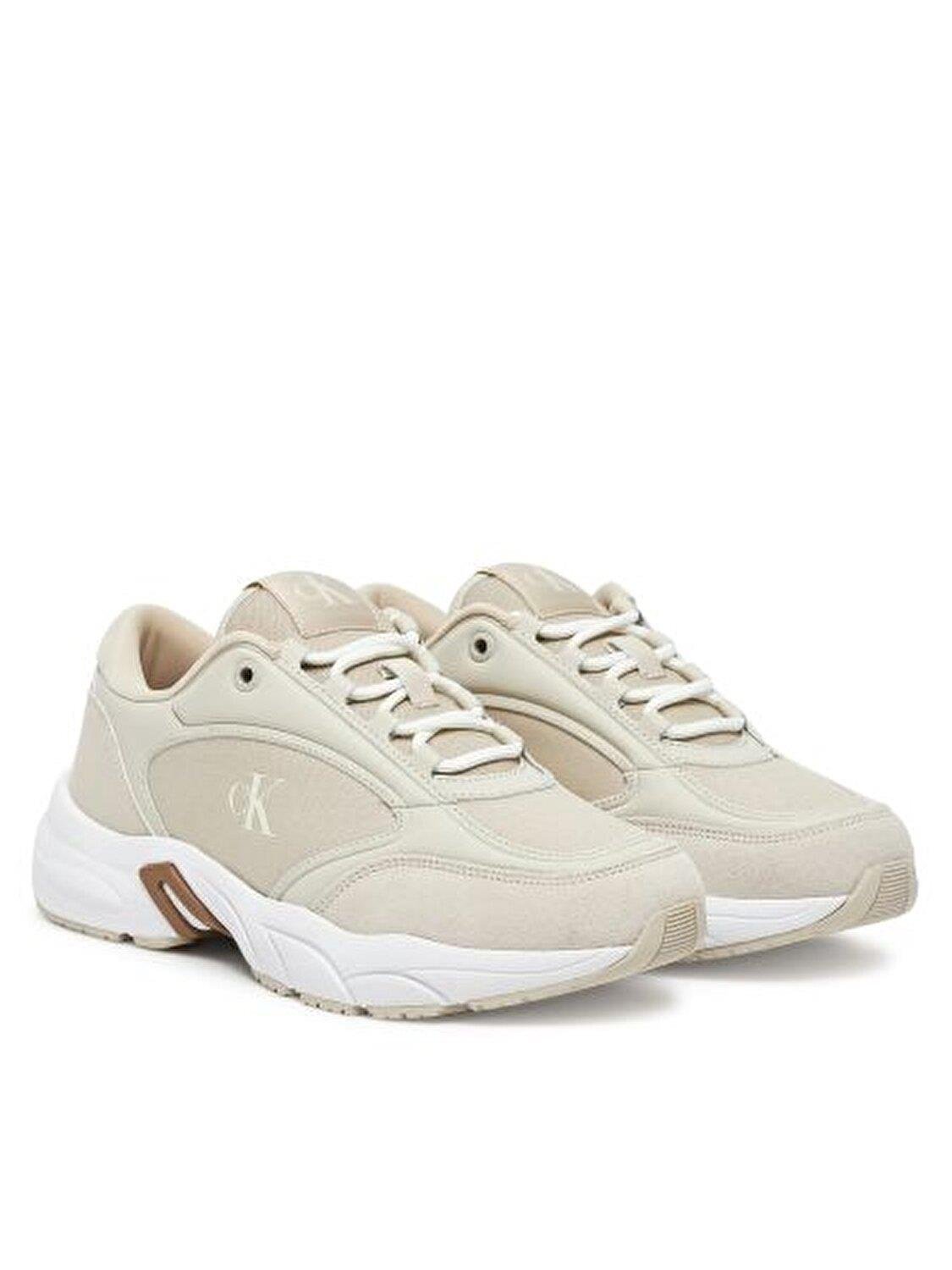 Calvin Klein Calvin Klein Kadın Renk Geçişli Orta Topuk Rahat Kalın Taban CK Yazı Detaylı Bej Sneaker YW0YW01743-0F8