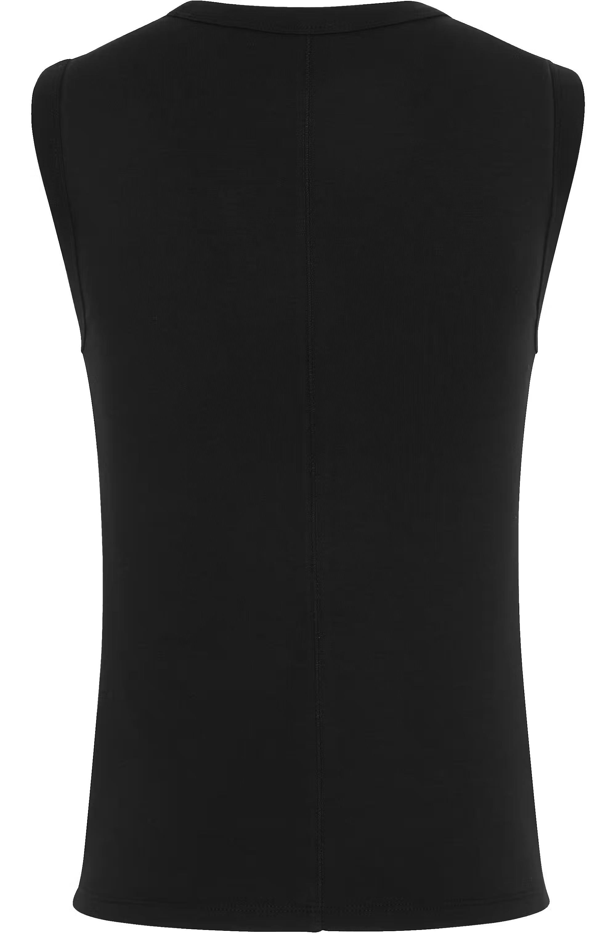 Calvin Klein Calvin Klein Kadın Slim Fit Yuvarlak Yakalı Kolsuz CK Logo İşlemeli Siyah Bluz LV044D200G-UB1