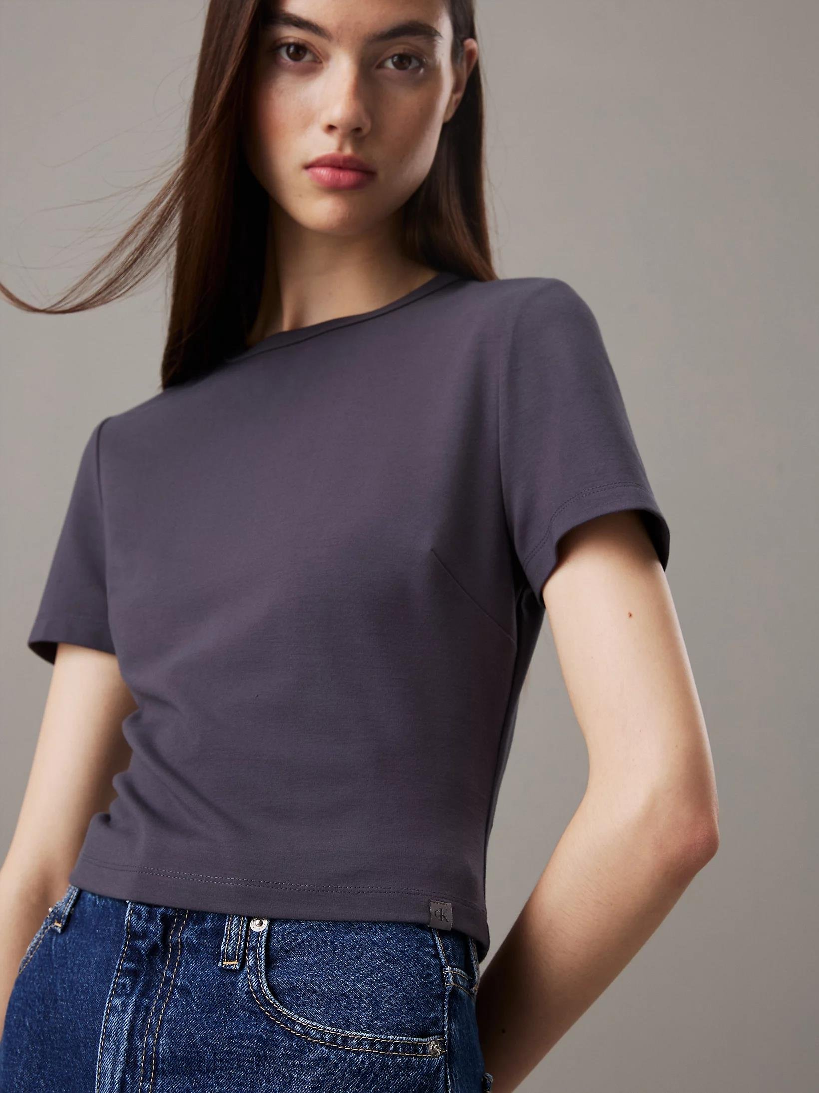 Calvin Klein Calvin Klein Kadın Slim Fit Kısa Kollu Pamuklu Mavi Atlet J20J224769-CGE