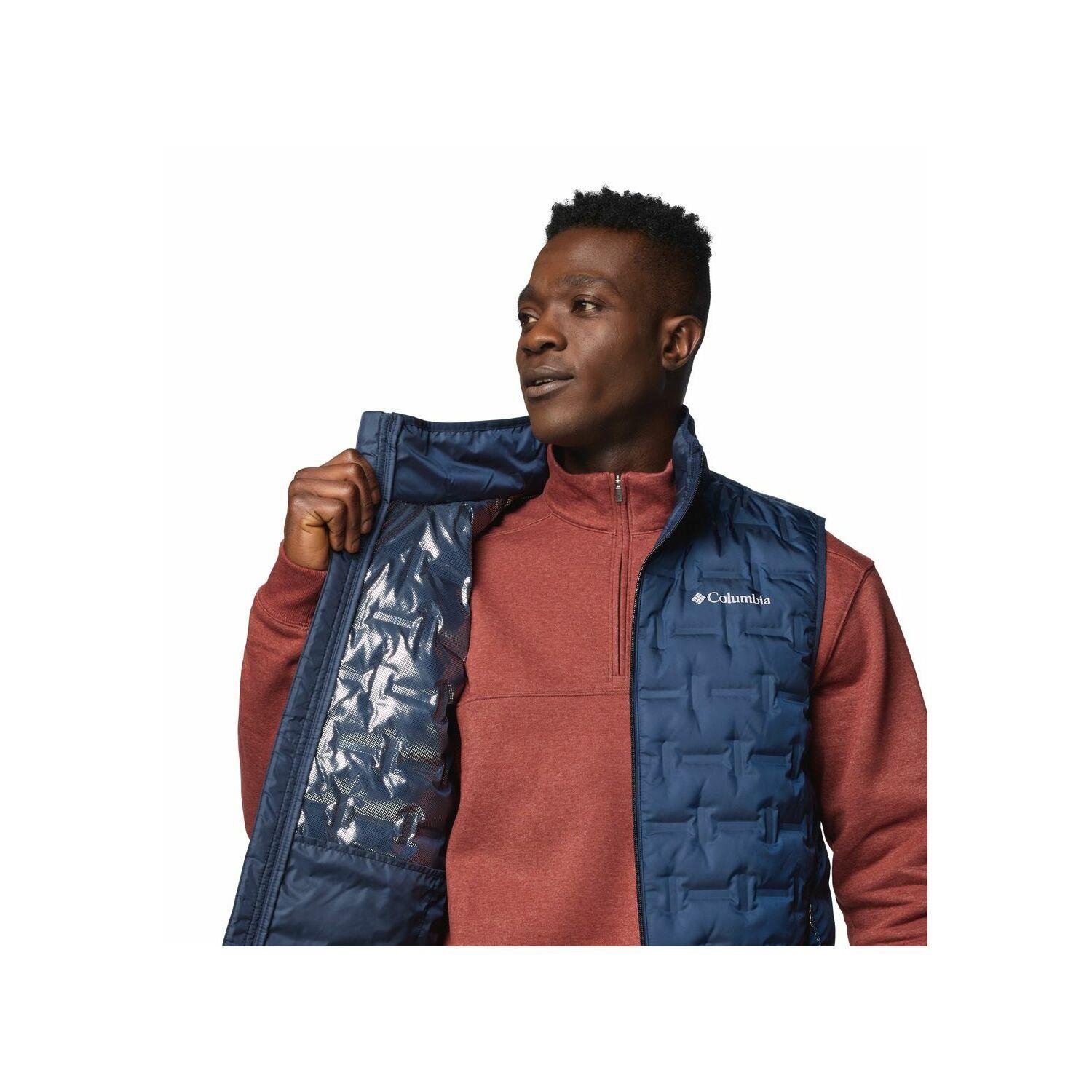 Columbia Columbia Erkek Dik Yaka Termal Yansıtıcılı Nefes Alabilen Kumaş Kolsuz Cepli Kaz Tüyü Lacivert YELEK 2086261-464