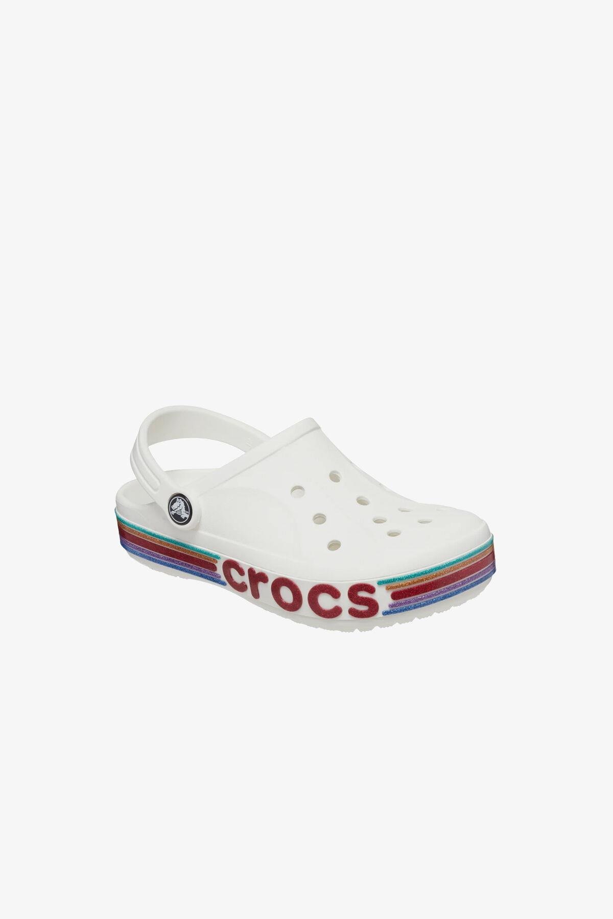 Crocs Crocs UNISEX Taban Çok Renkli Şerit Detaylı Logolu Beyaz Terlik 209730-100