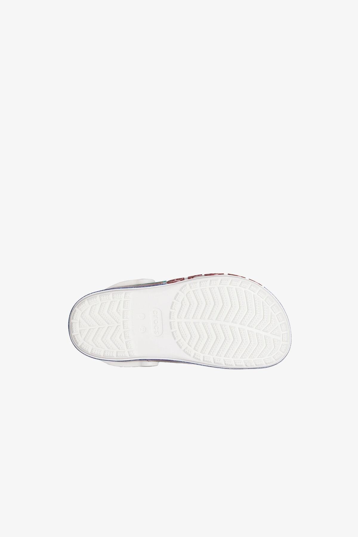Crocs Crocs UNISEX Taban Çok Renkli Şerit Detaylı Logolu Beyaz Terlik 209730-100
