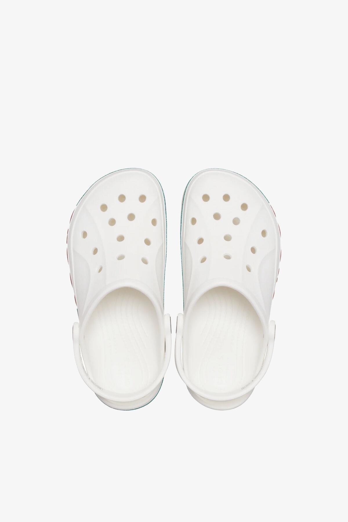 Crocs Crocs UNISEX Taban Çok Renkli Şerit Detaylı Logolu Beyaz Terlik 209730-100
