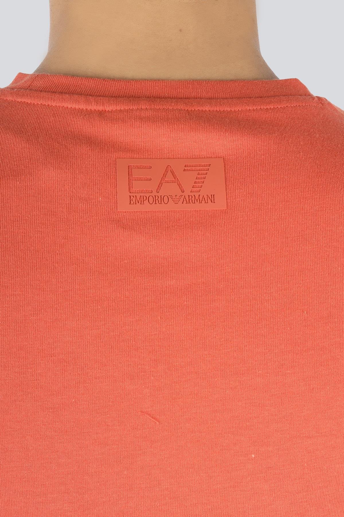 Ea7 Ea7 Erkek %100 Pamuklu Göğüste Büyük EA7 Logolu Yuvarlak Yaka Kısa Kollu Kiremit T-Shirt 7M000149 AF14772-U3010