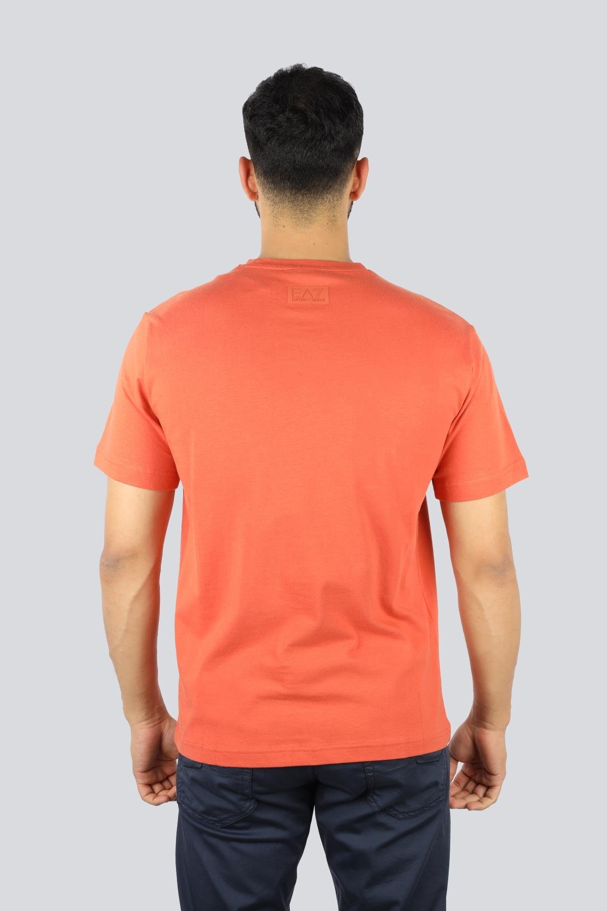Ea7 Ea7 Erkek %100 Pamuklu Göğüste Büyük EA7 Logolu Yuvarlak Yaka Kısa Kollu Kiremit T-Shirt 7M000149 AF14772-U3010