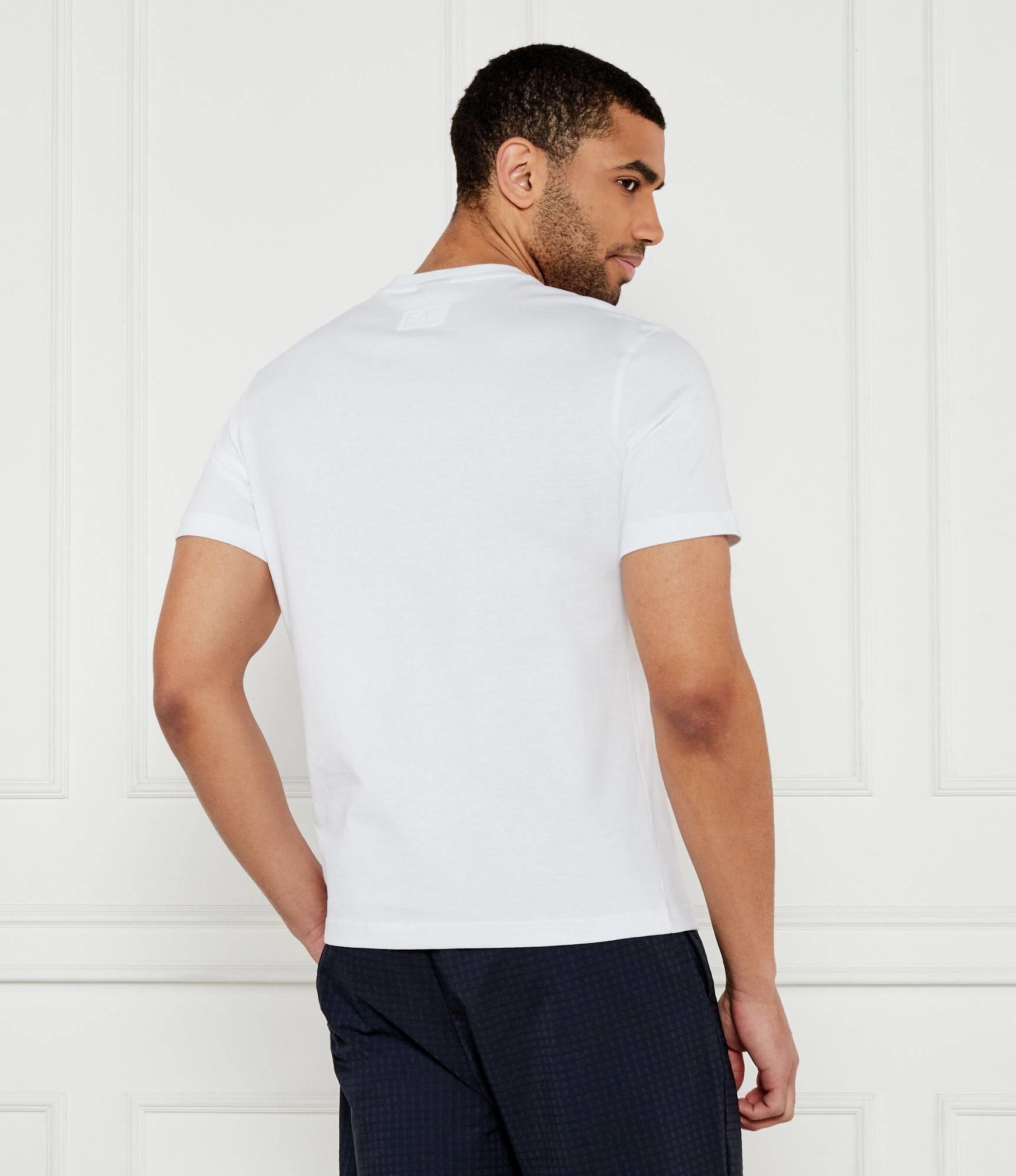 Ea7 Ea7 Erkek %100 Pamuklu Göğüste Büyük EA7 Logolu Yuvarlak Yaka Kısa Kollu Ekru T-Shirt 7M000149 AF14772-U1079
