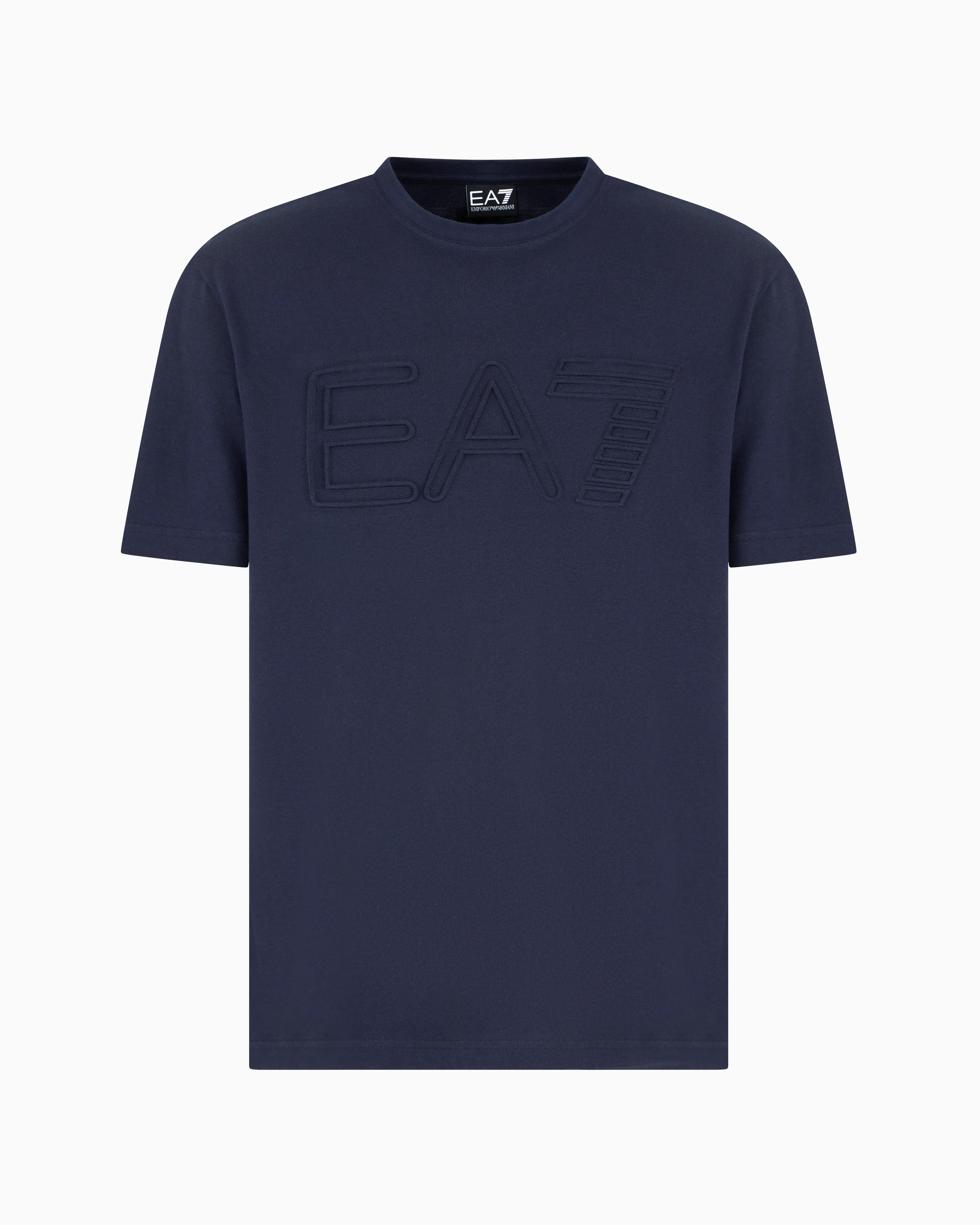 Ea7 Ea7 Erkek %100 Pamuklu Göğüste Büyük EA7 Logolu Yuvarlak Yaka Kısa Kollu Lacivert T-Shirt 7M000149 AF14772-UB102