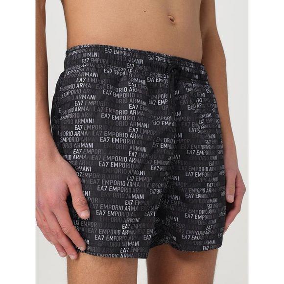 Ea7 Ea7 Erkek EA7 Yazı Desenli Bel Bağlamalı Siyah Mayo 7M000510 AF13059-MC085
