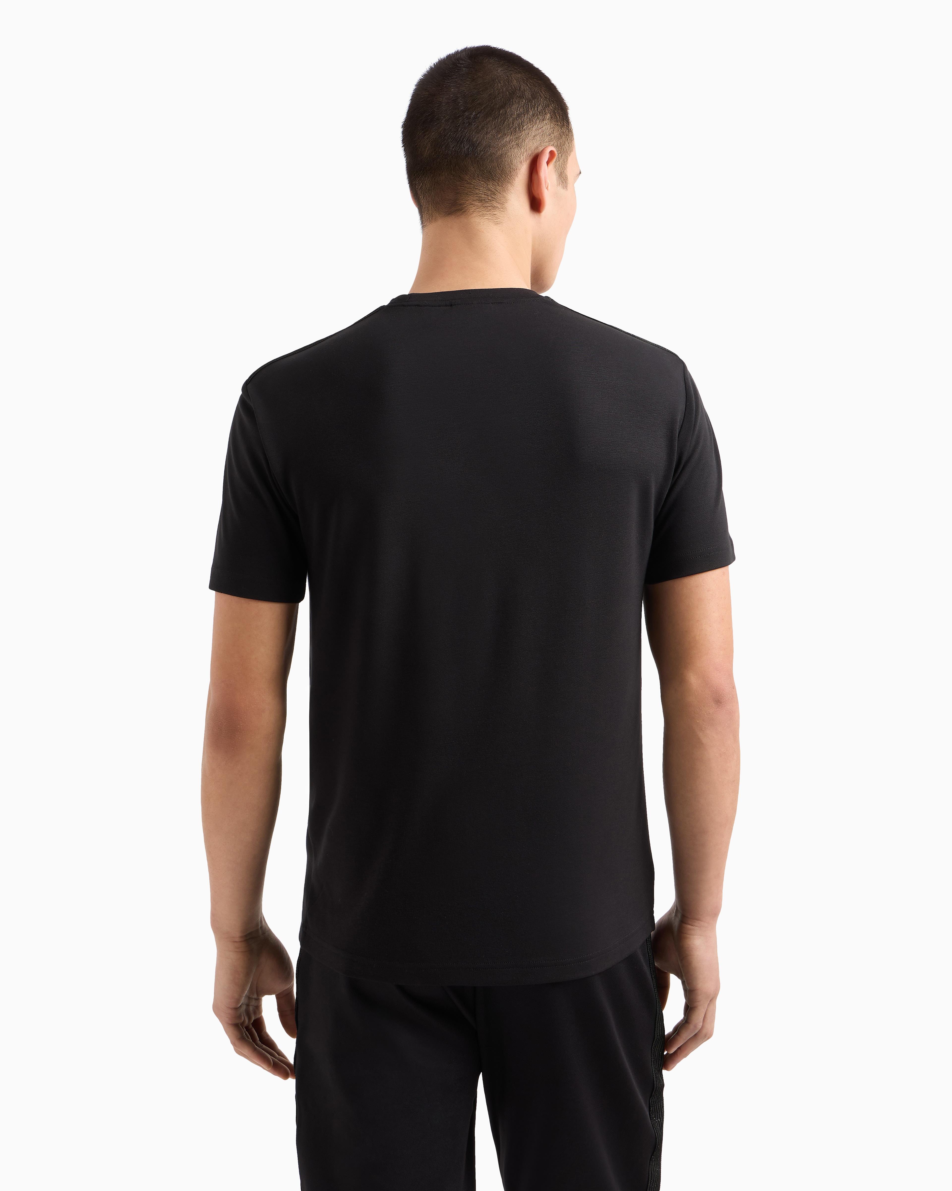 Ea7 Ea7 Erkek Kısa Kollu Dar Kesim Kısa Kollu Gold Logo Detaylı Siyah T-Shirt 7M000299 AF13739-UC001