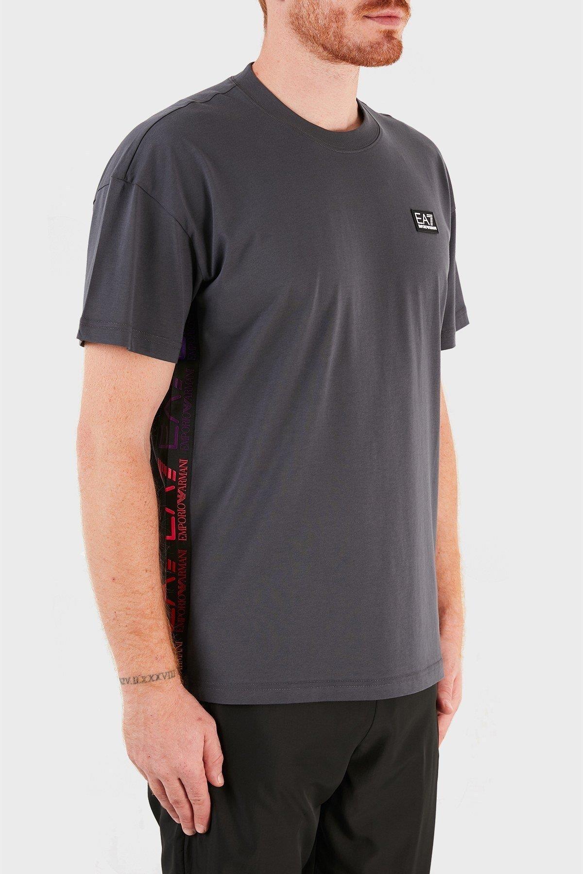 Ea7 Ea7 Erkek Marka Logolu Organik Pamuklu Kısa Kollu Gri T-Shirt 3KPT13 PJ02Z-GRI