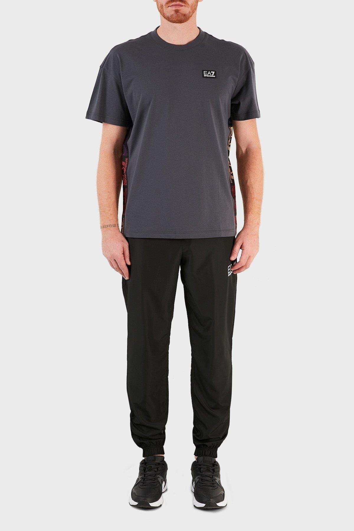 Ea7 Ea7 Erkek Marka Logolu Organik Pamuklu Kısa Kollu Gri T-Shirt 3KPT13 PJ02Z-GRI