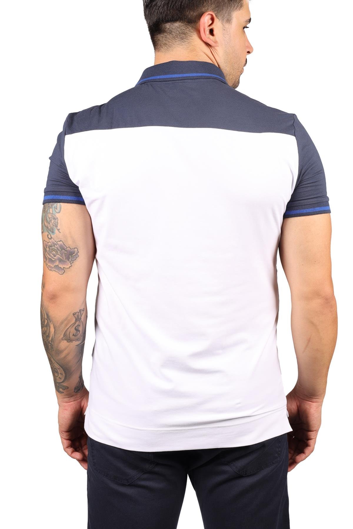 Ea7 Ea7 Erkek Polo Yaka Regular Fit Pamuklu Kısa Kollu Beyaz Polo Yaka T-Shirt 3LPF12 PJAMZ-1100