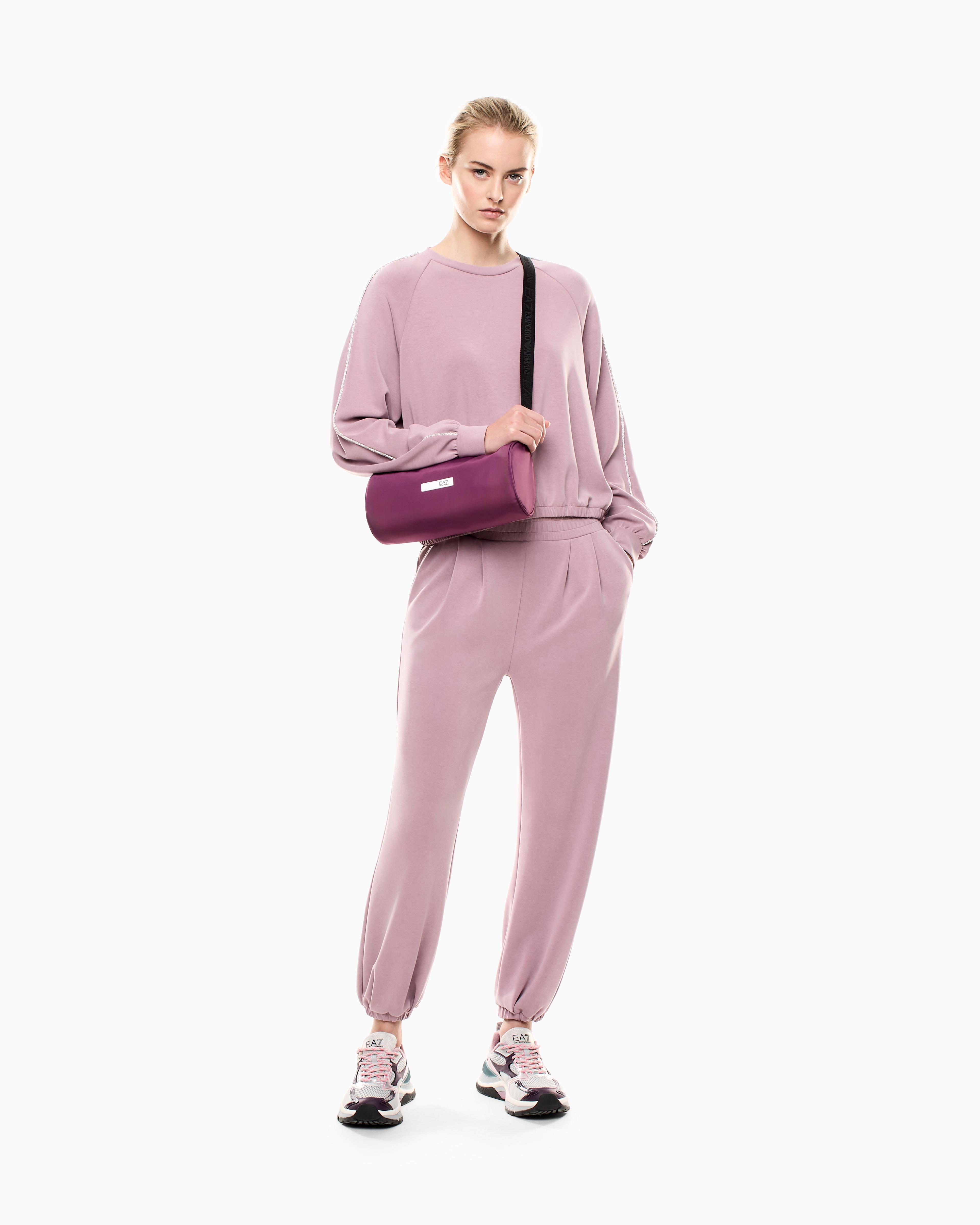 EA7 Ea7 Kadın Elastik Bel Bandı Arkada Metalik EA7 Logosu Yüksek Bel Pembe Eşofman Altı 7W000446 AF12643-UA272