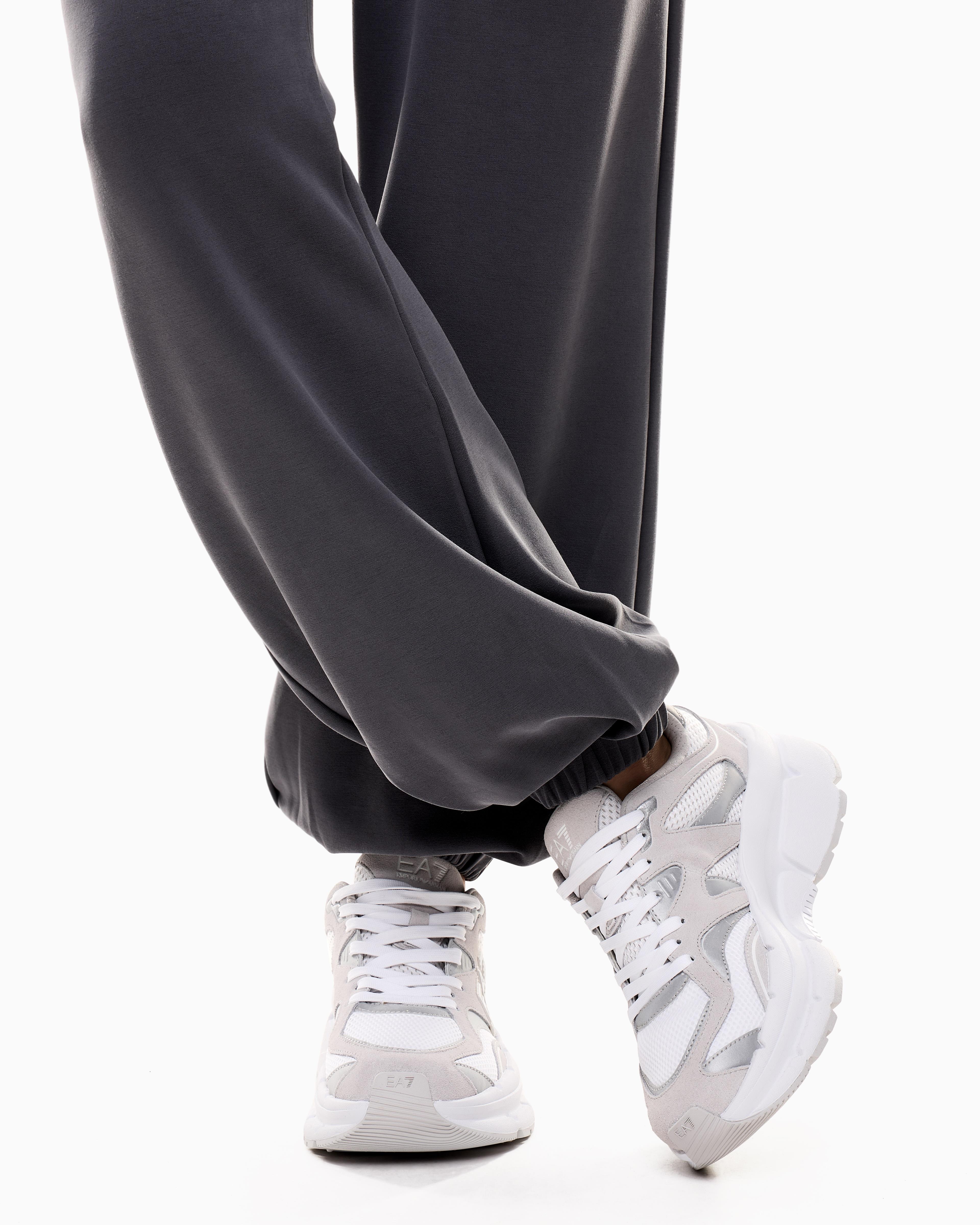 EA7 Ea7 Kadın Elastik Bel Bandı Arkada Metalik EA7 Logosu Yüksek Bel Siyah Eşofman Altı 7W000446 AF12643-U8117