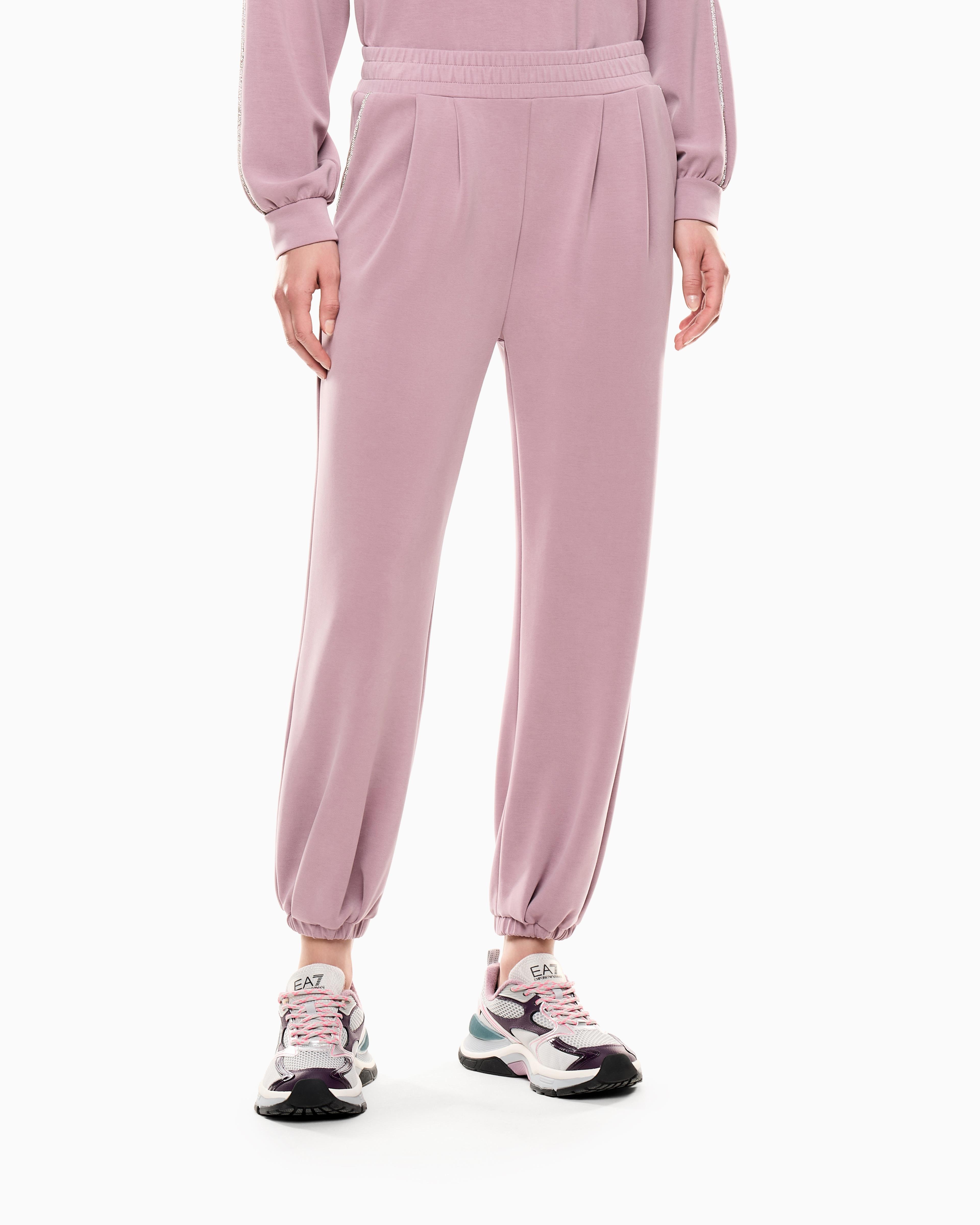 EA7 Ea7 Kadın Elastik Bel Bandı Arkada Metalik EA7 Logosu Yüksek Bel Pembe Eşofman Altı 7W000446 AF12643-UA272