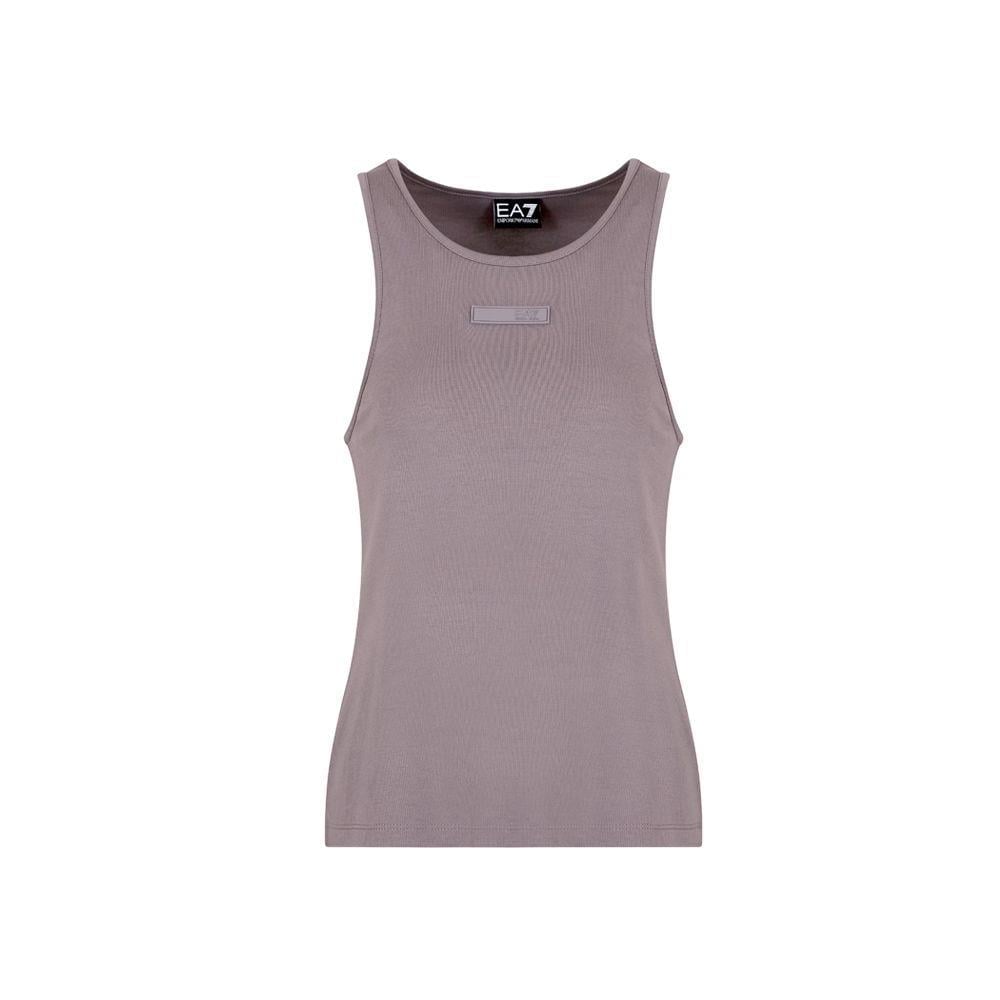 Ea7 Ea7 Kadın Normal Kesim Halter Yaka Dokuma Kumaş Antrasit T-Shirt 7W000251 AF12956-U6278