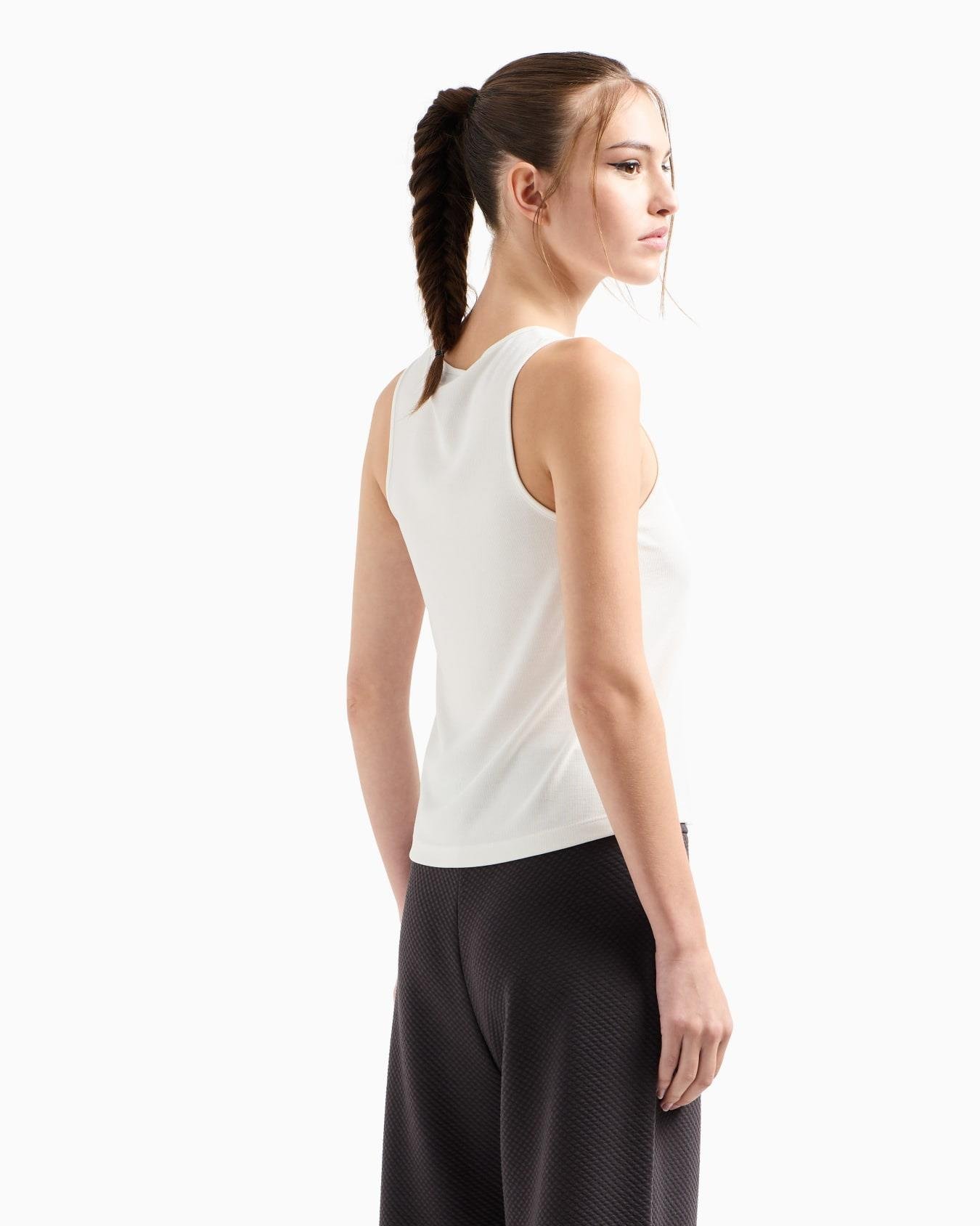 Ea7 Ea7 Kadın Normal Kesim Halter Yaka Dokuma Kumaş Ekru Atlet 7W000251 AF12956-U1079