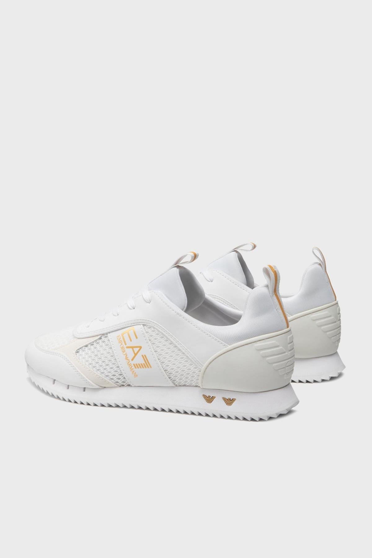 Ea7 Ea7 UNISEX Fileli Şerit Logolu Bağıcıklı Beyaz-Altın Sneaker X8X027 XK050-Q597