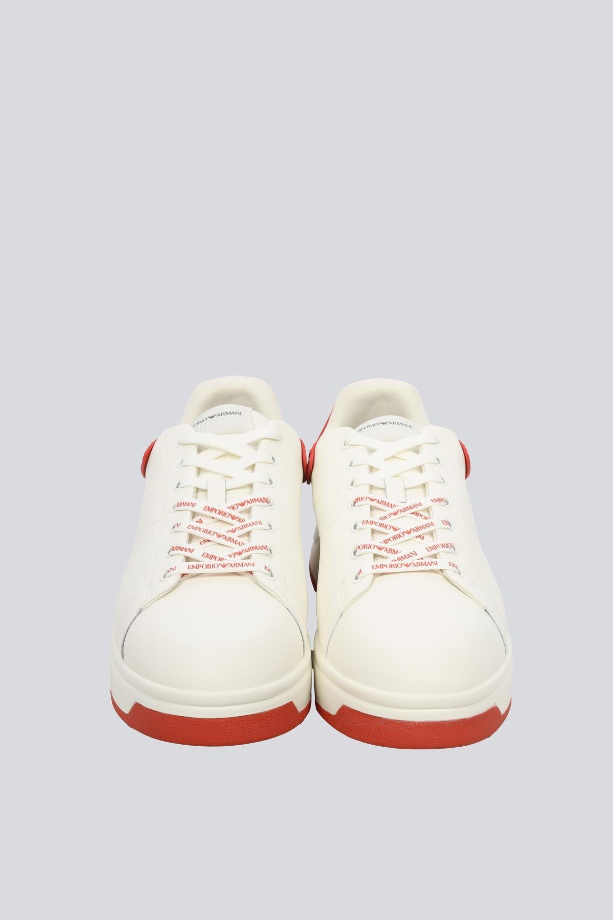 EMPORIO ARMANI Emporıo Armani Erkek %100 Deri Marka Logolu Kırmızı Sneaker X4X264 XN001-U552