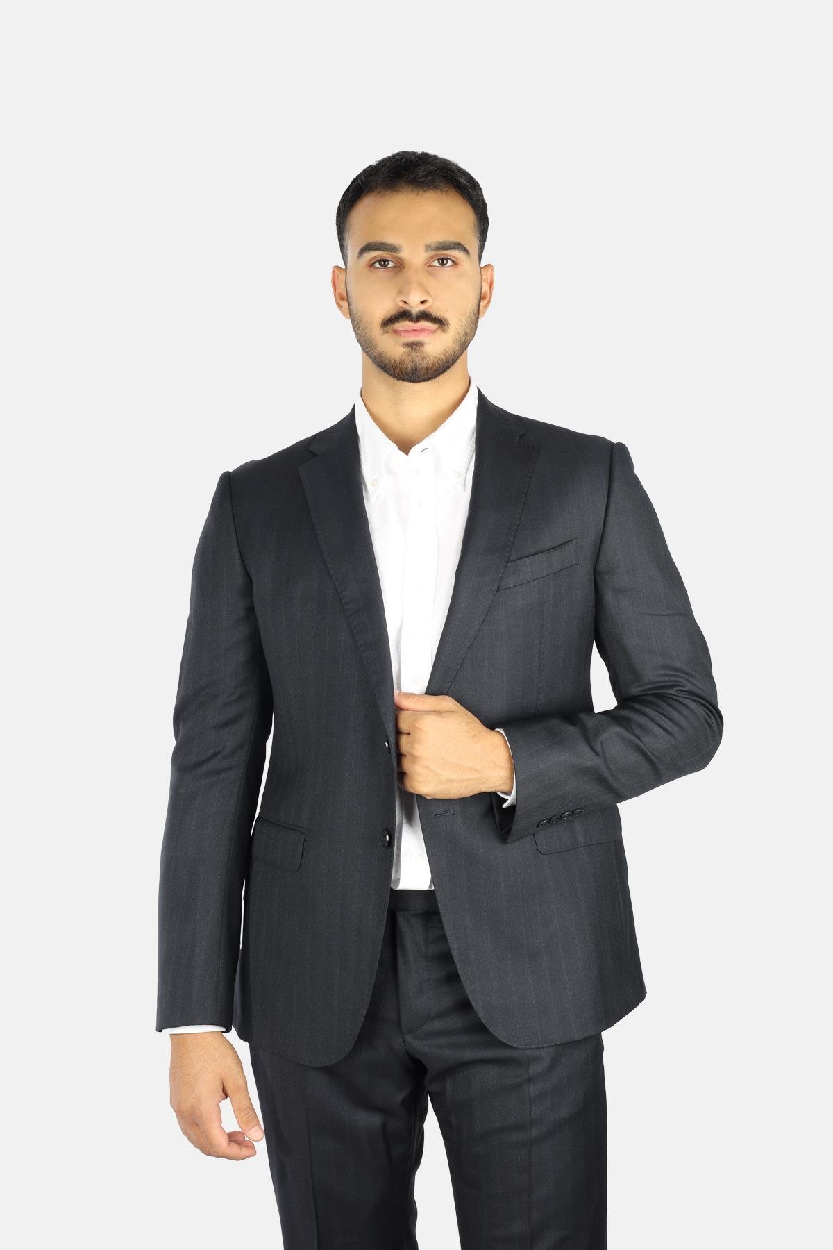Emporio Armani Emporıo Armani Erkek %100 Saf Yün Normal Kalıp Astarlı Siyah Takım Elbise EM000478 TE16849-OB003
