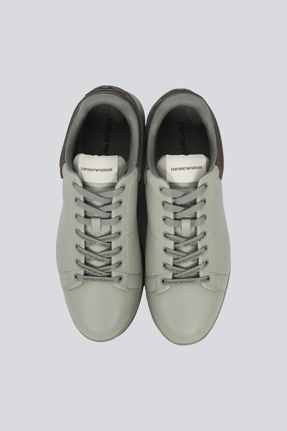 EMPORIO ARMANI Emporıo Armani Erkek %100 Deri Marka Logolu Haki Sneaker X4X264 XN001-U553