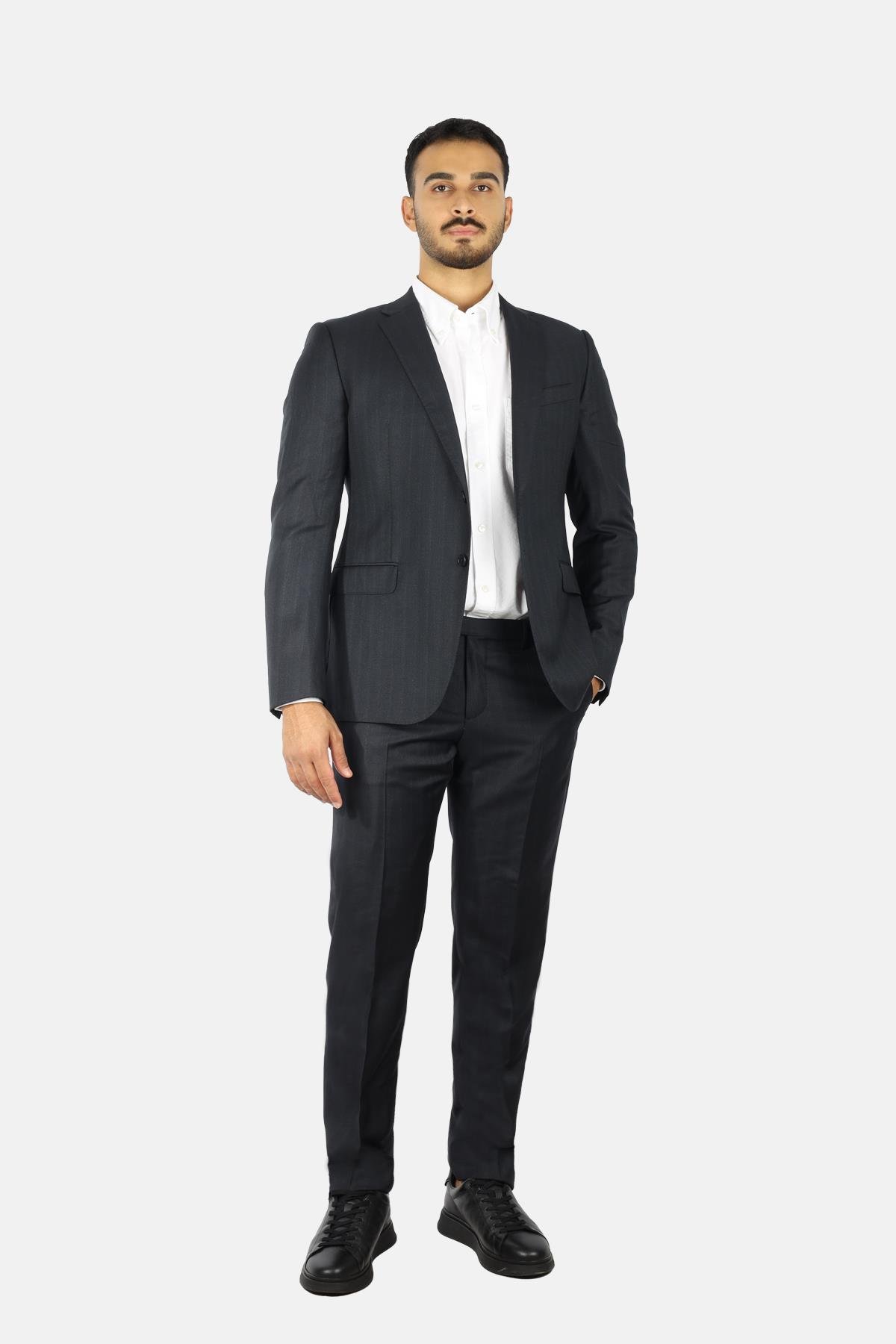 Emporio Armani Emporıo Armani Erkek %100 Saf Yün Normal Kalıp Astarlı Siyah Takım Elbise EM000478 TE16849-OB003