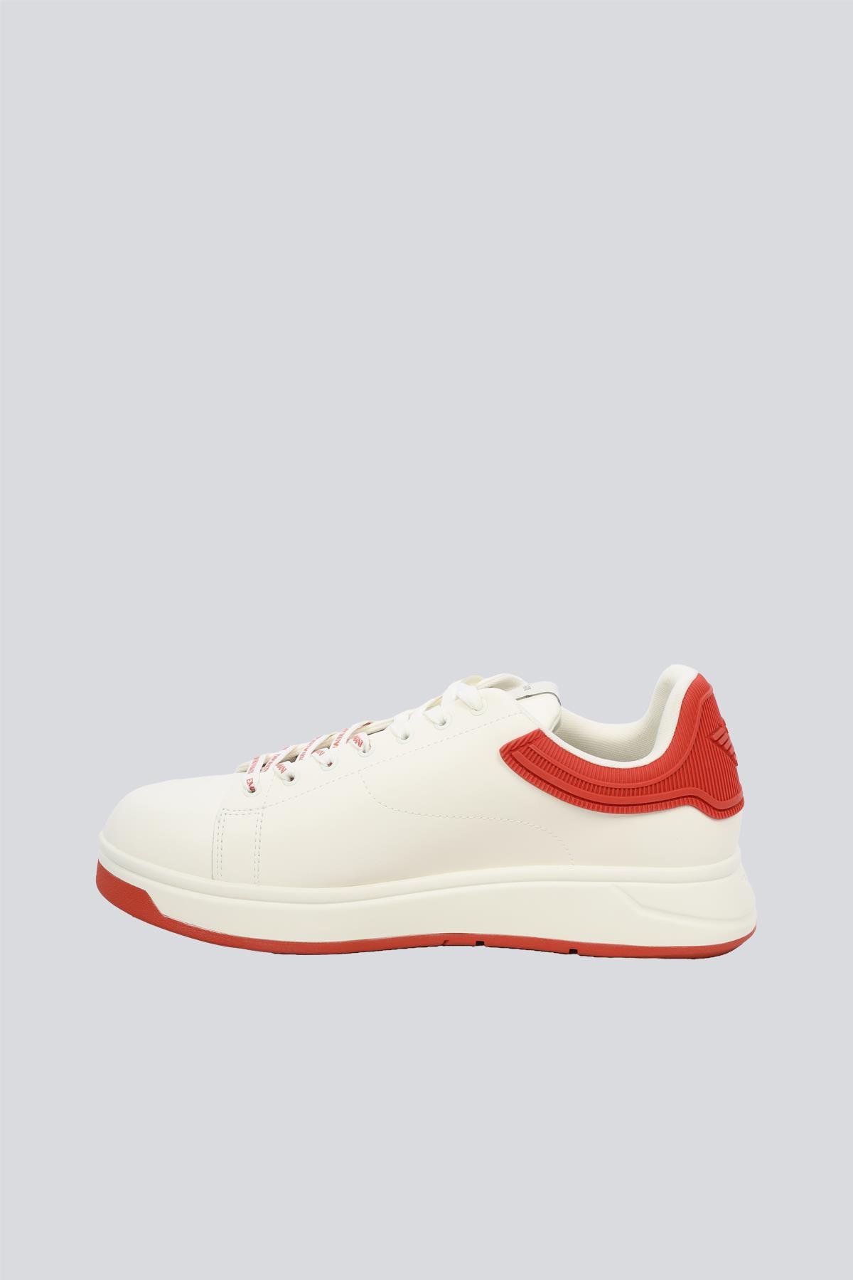 EMPORIO ARMANI Emporıo Armani Erkek %100 Deri Marka Logolu Kırmızı Sneaker X4X264 XN001-U552