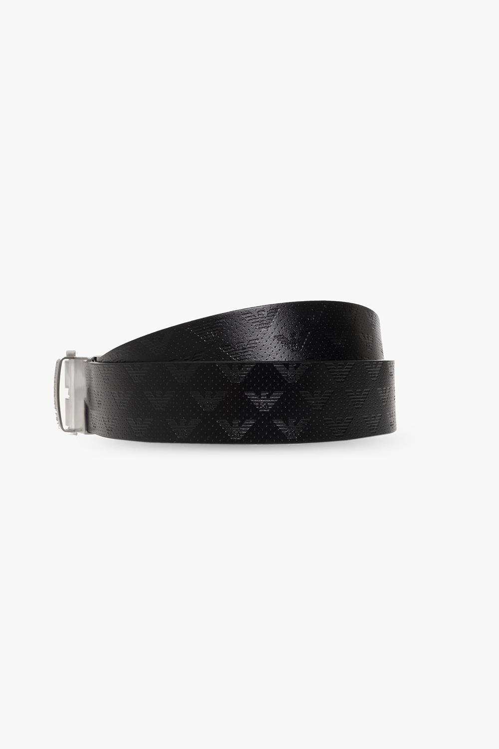 Emporio Armani Emporıo Armani Erkek %100 Deri Marka Logolu Mavi-Siyah Kemer Y4S502 Y221E-88017