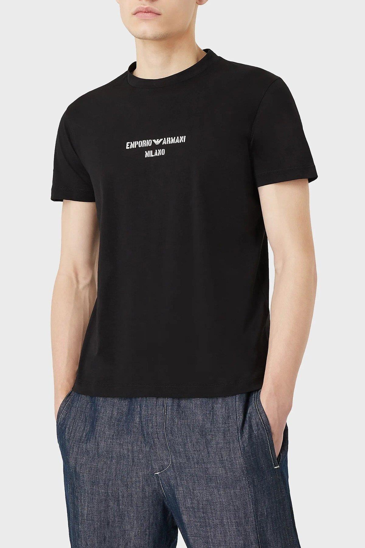 Emporio Armani Emporıo Armani Erkek %100 Pamuklu Regular Fit Kısa Kollu Siyah T-Shirt 3L1TFR 1JPZZ-0999