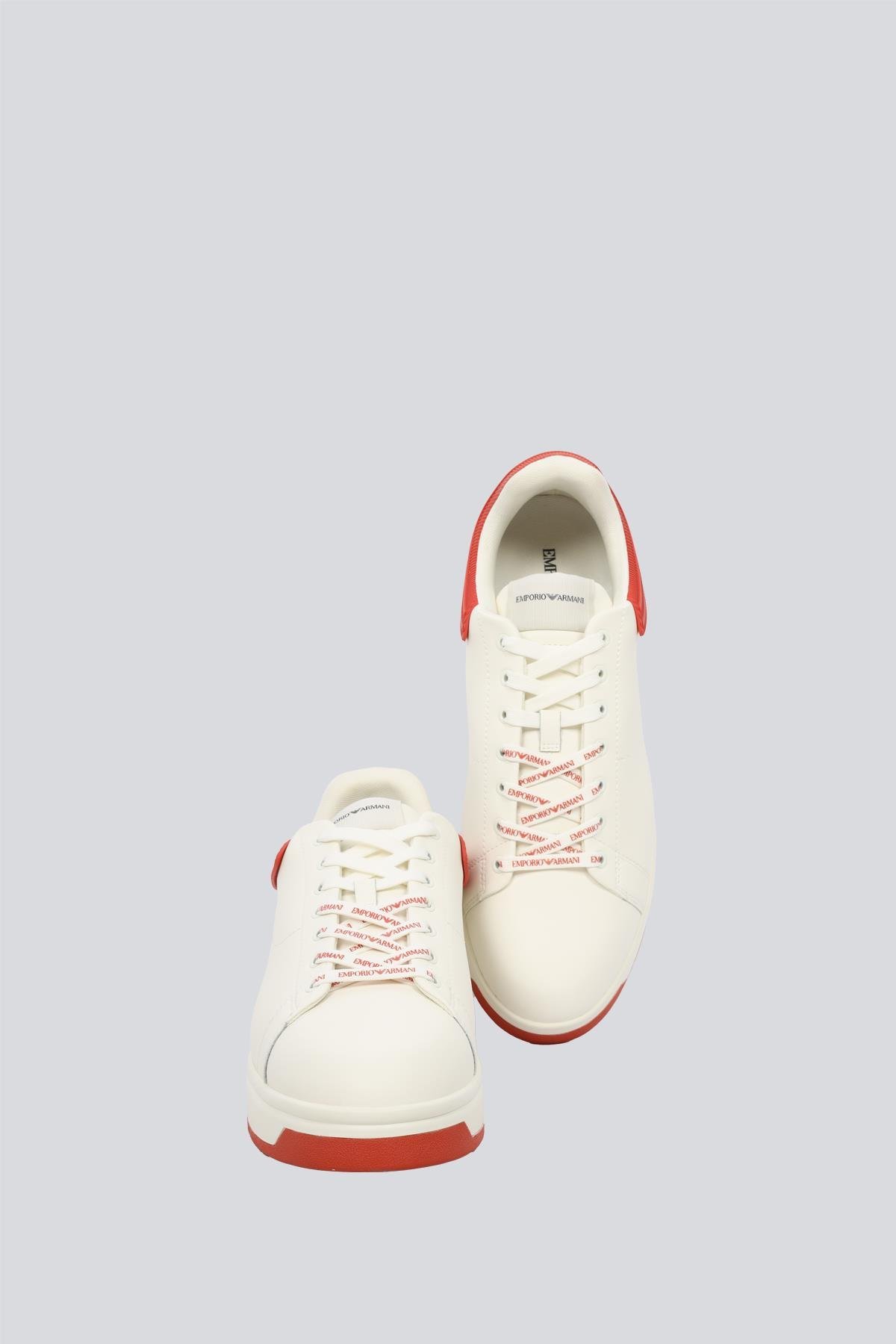 EMPORIO ARMANI Emporıo Armani Erkek %100 Deri Marka Logolu Kırmızı Sneaker X4X264 XN001-U552