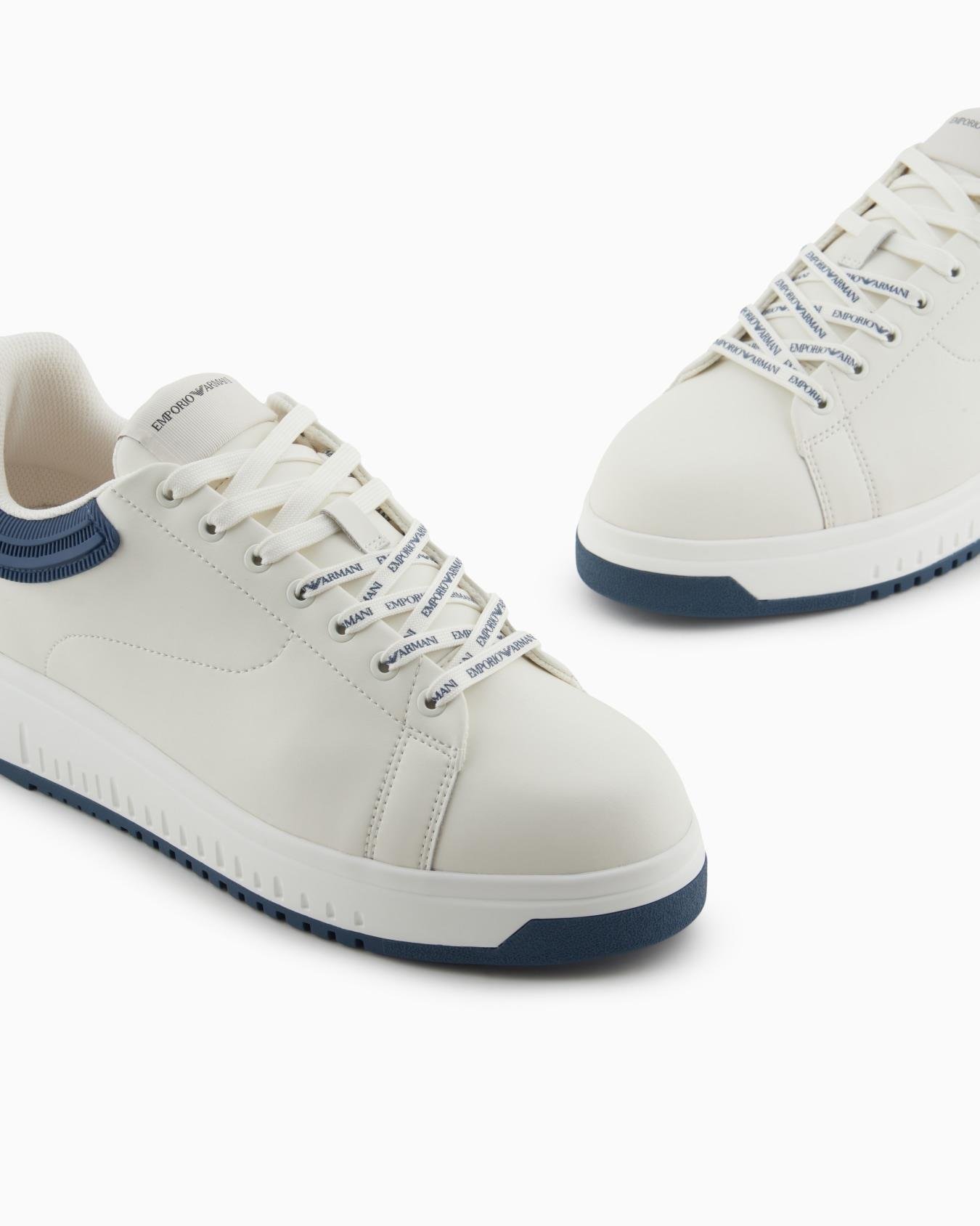 EMPORIO ARMANI Emporıo Armani Erkek %100 Deri Marka Logolu Beyaz1 Sneaker X4X264 XN001-T844