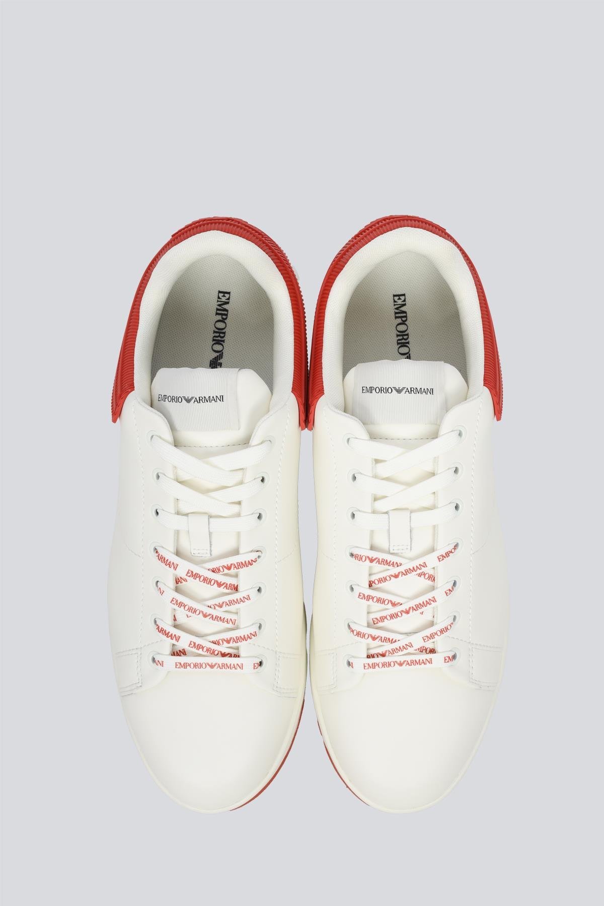 EMPORIO ARMANI Emporıo Armani Erkek %100 Deri Marka Logolu Kırmızı Sneaker X4X264 XN001-U552