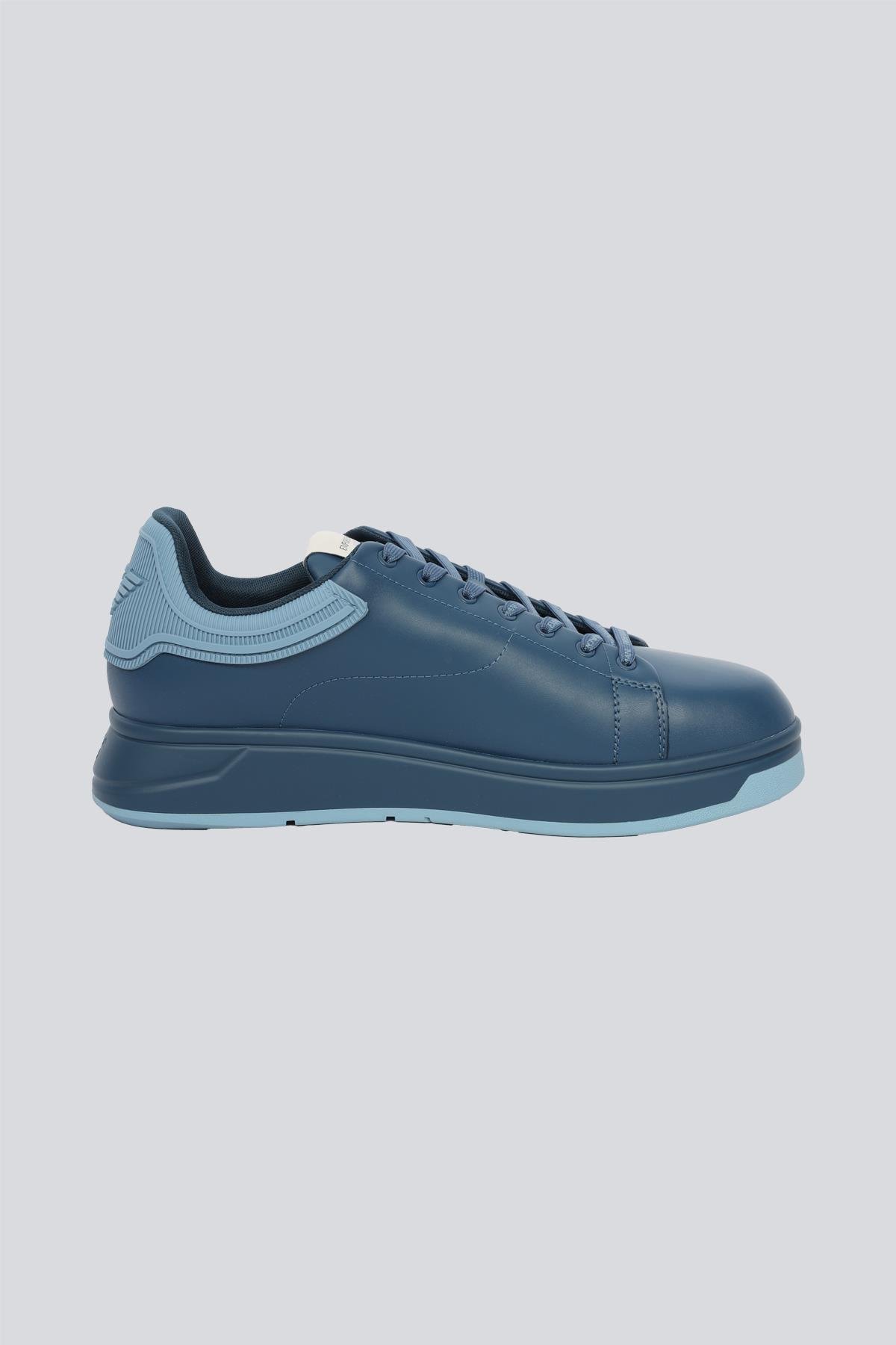 EMPORIO ARMANI Emporıo Armani Erkek %100 Deri Marka Logolu Lacivert Sneaker X4X264 XN001-U554