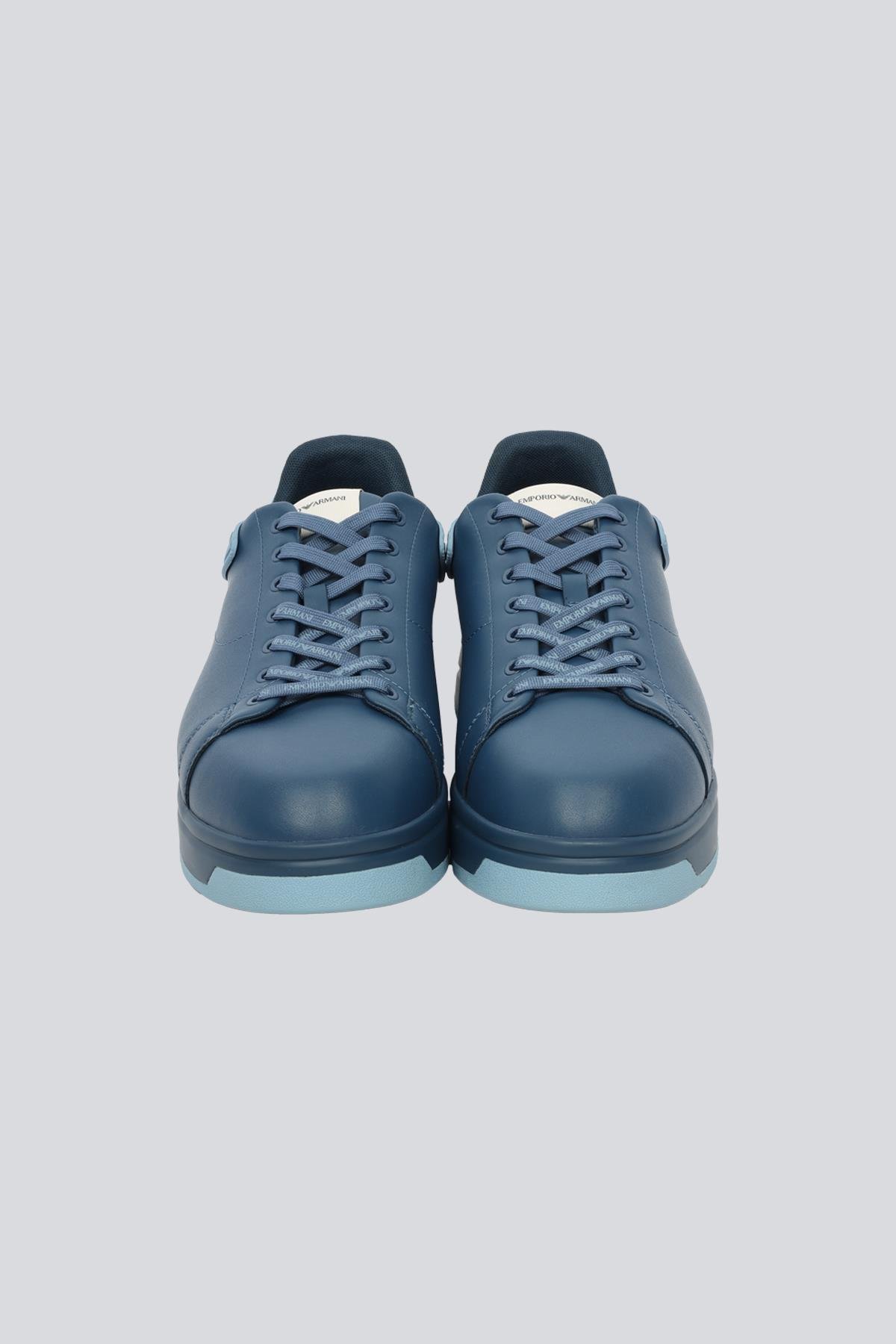 EMPORIO ARMANI Emporıo Armani Erkek %100 Deri Marka Logolu Lacivert Sneaker X4X264 XN001-U554