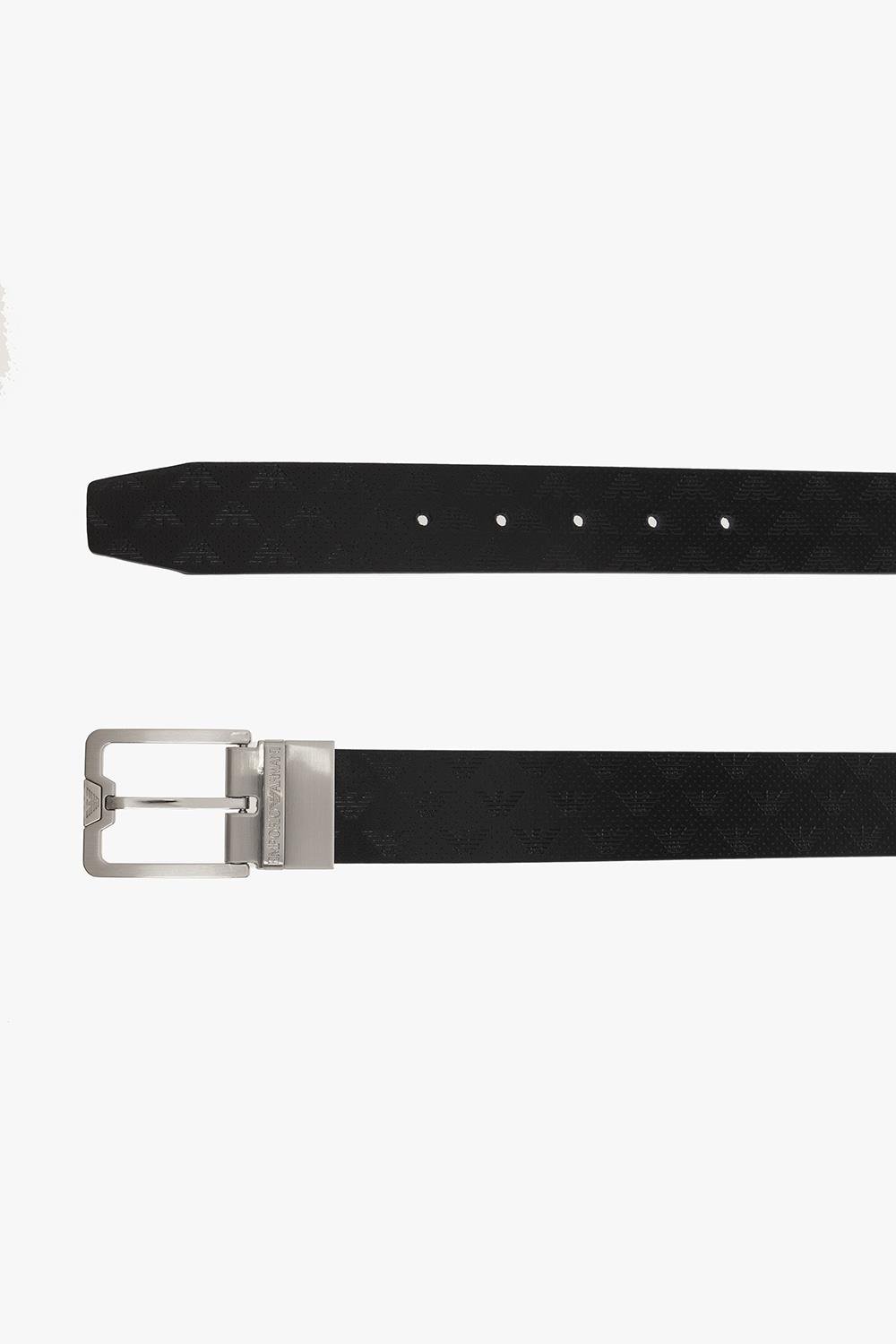 Emporio Armani Emporıo Armani Erkek %100 Deri Marka Logolu Mavi-Siyah Kemer Y4S502 Y221E-88017