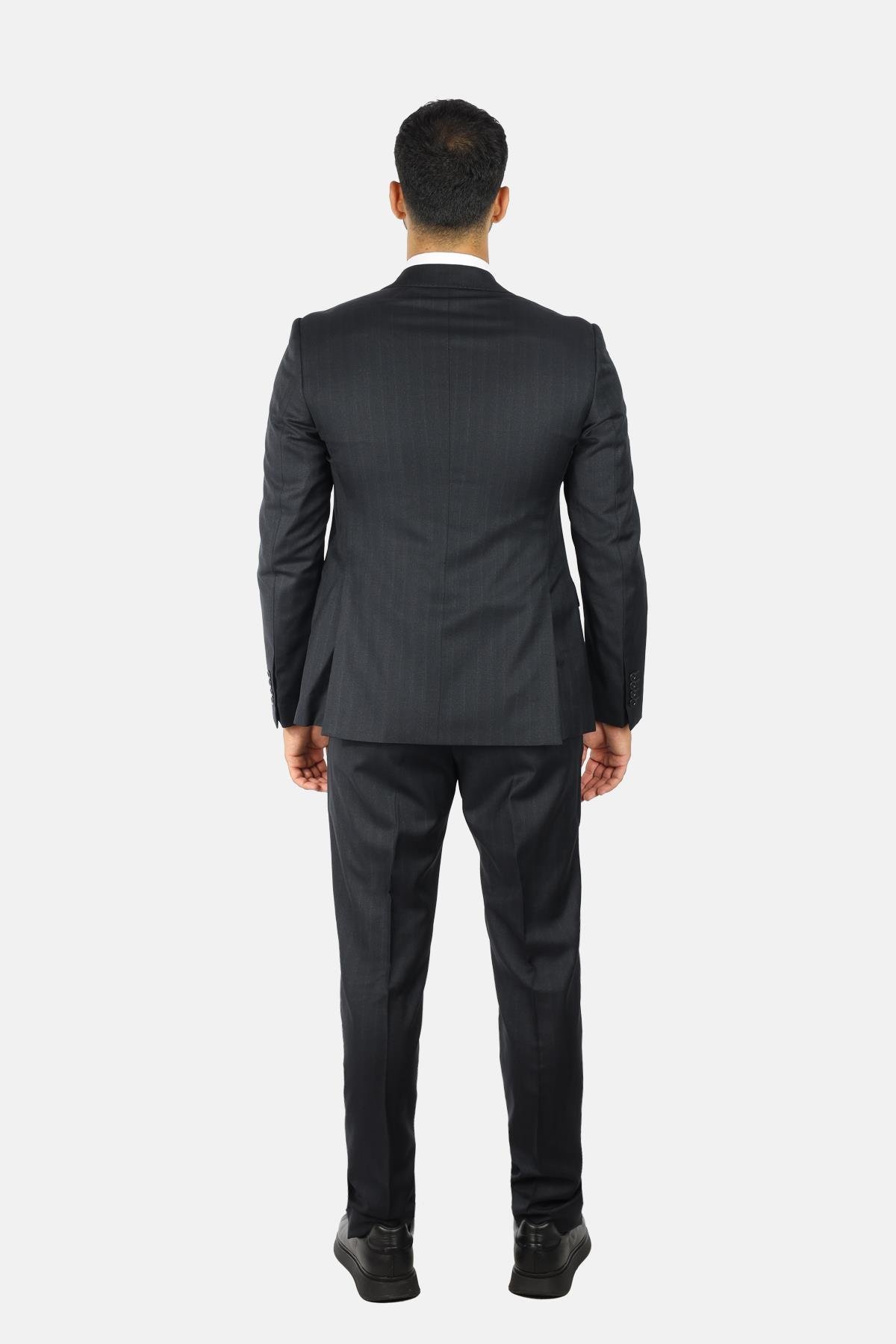 Emporio Armani Emporıo Armani Erkek %100 Saf Yün Normal Kalıp Astarlı Siyah Takım Elbise EM000478 TE16849-OB003
