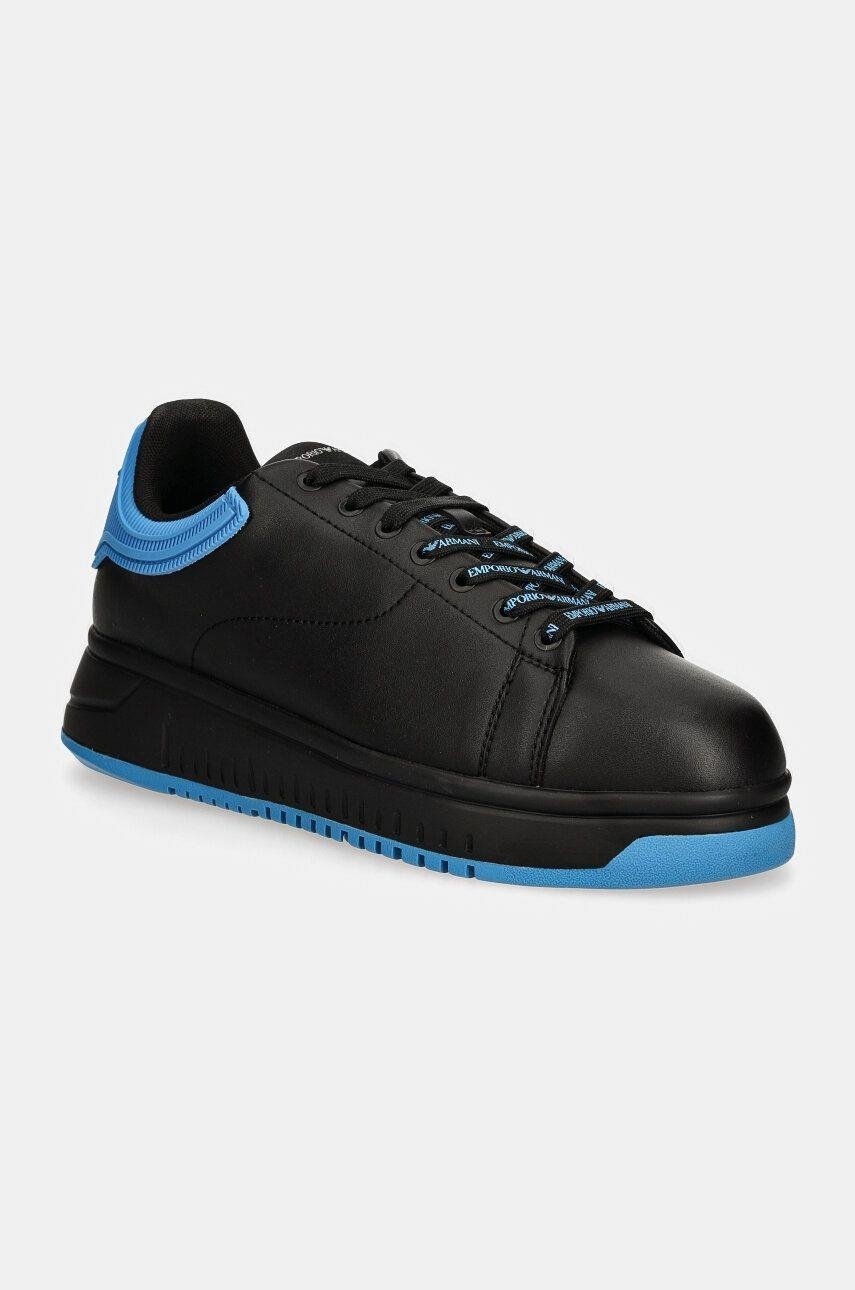 Emporio Armani Emporıo Armani Erkek %100 Deri Marka Logolu Siyah1 Sneaker X4X264 XN001-K729
