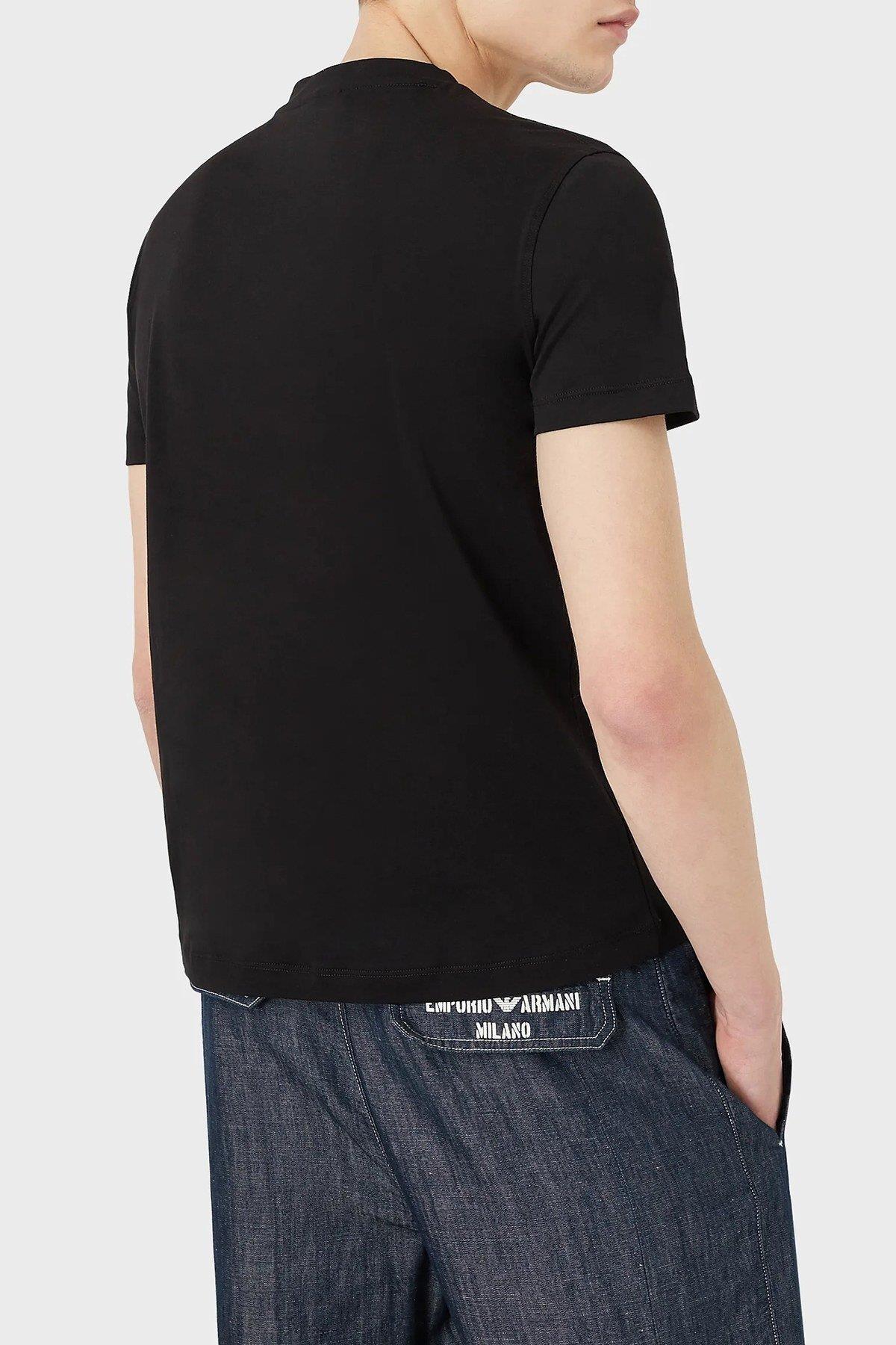 Emporio Armani Emporıo Armani Erkek %100 Pamuklu Regular Fit Kısa Kollu Siyah T-Shirt 3L1TFR 1JPZZ-0999