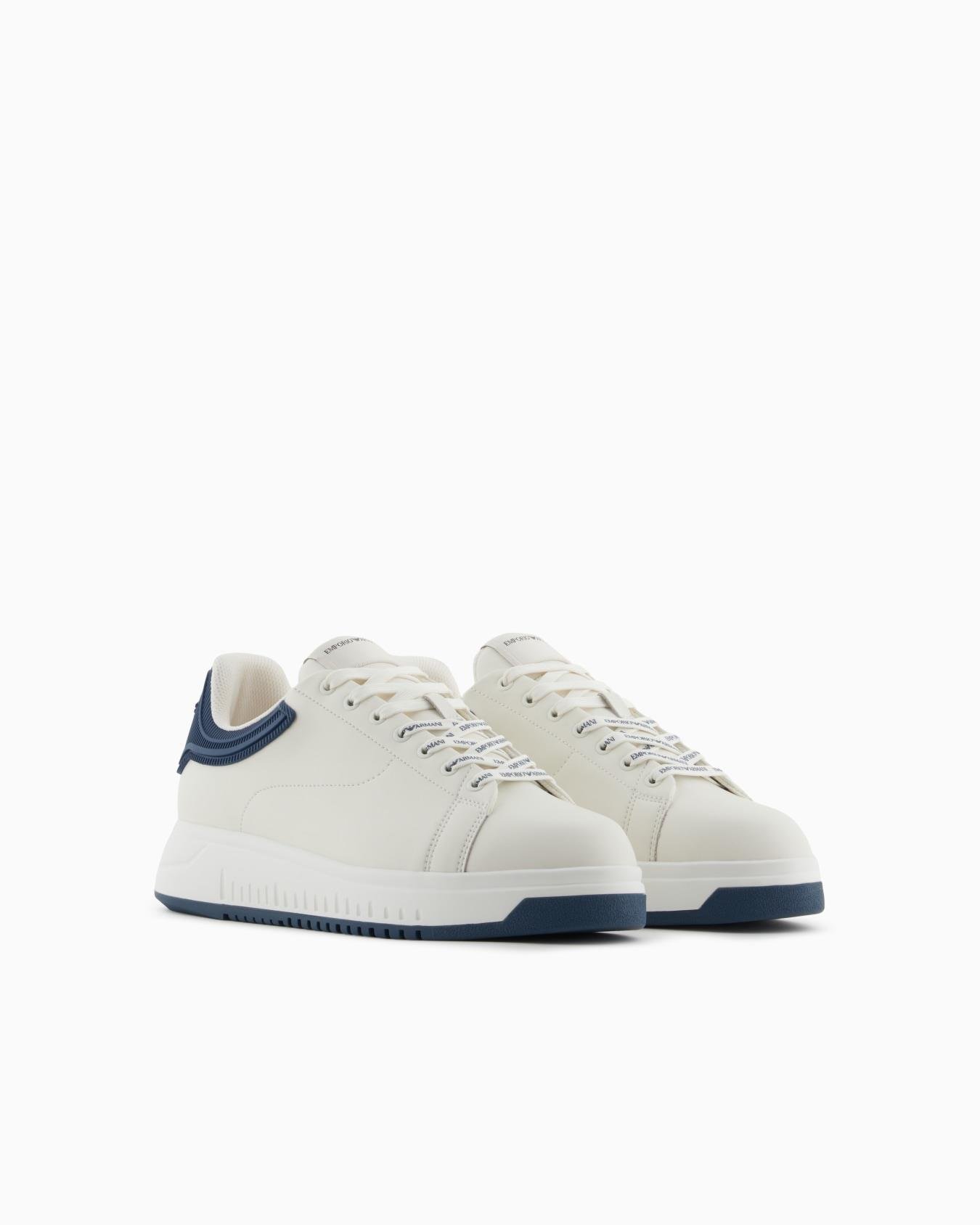 EMPORIO ARMANI Emporıo Armani Erkek %100 Deri Marka Logolu Beyaz1 Sneaker X4X264 XN001-T844