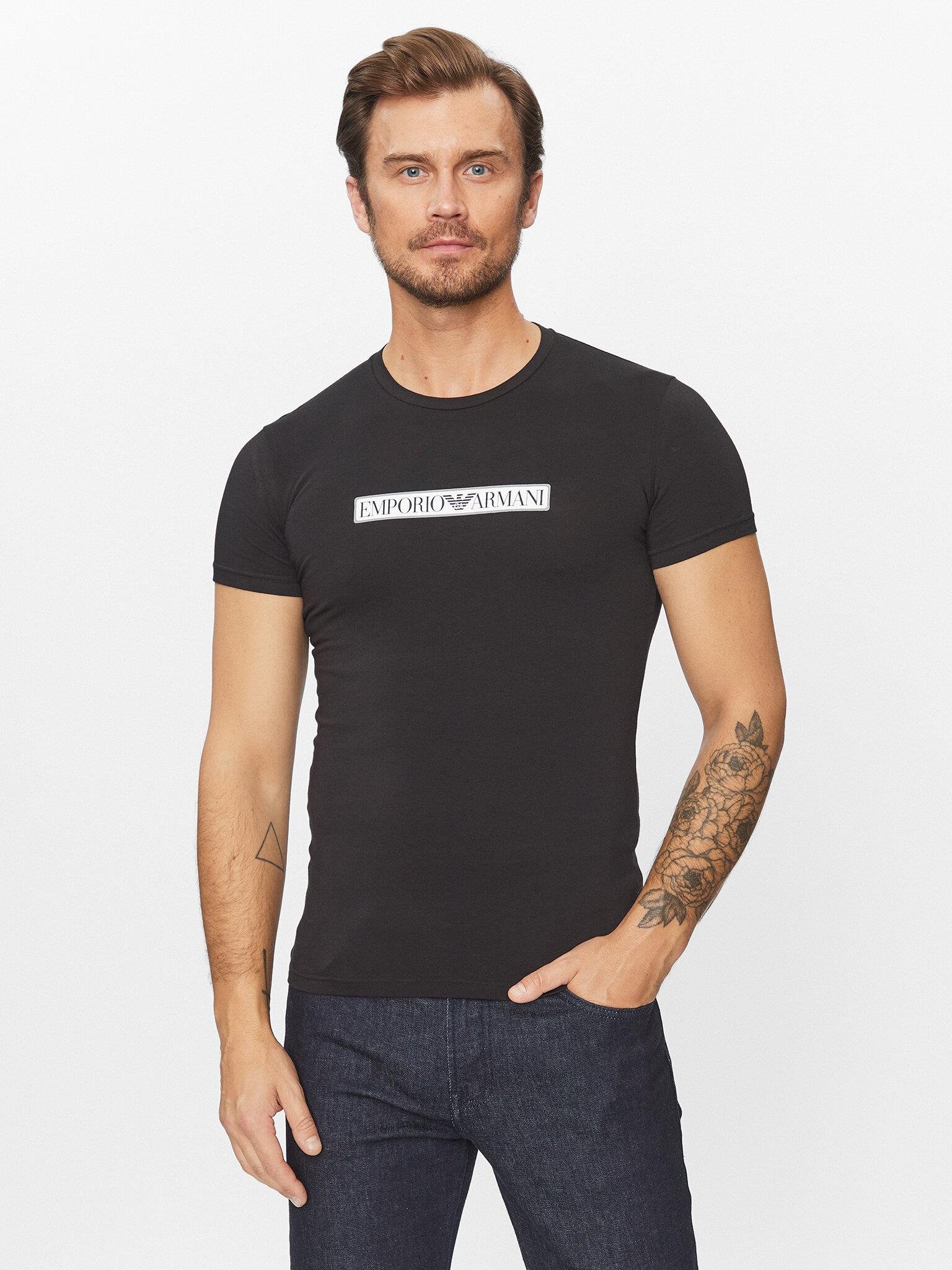 Emporio Armani Emporıo Armani Erkek Dokuma Bisiklet Yaka Kısa Kollu Günlük Siyah T-Shirt 111035 3F517-00020