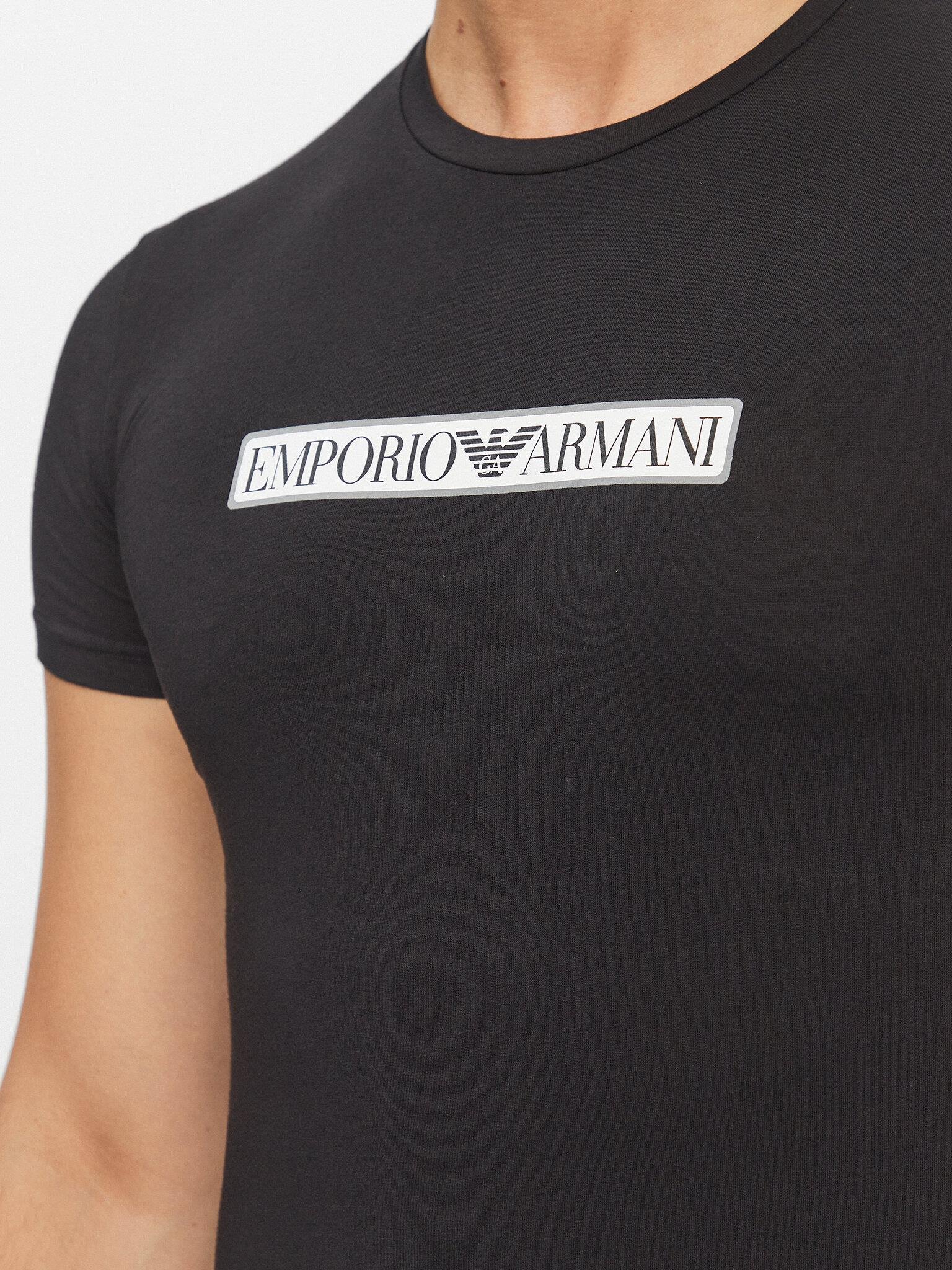 Emporio Armani Emporıo Armani Erkek Dokuma Bisiklet Yaka Kısa Kollu Günlük Siyah T-Shirt 111035 3F517-00020