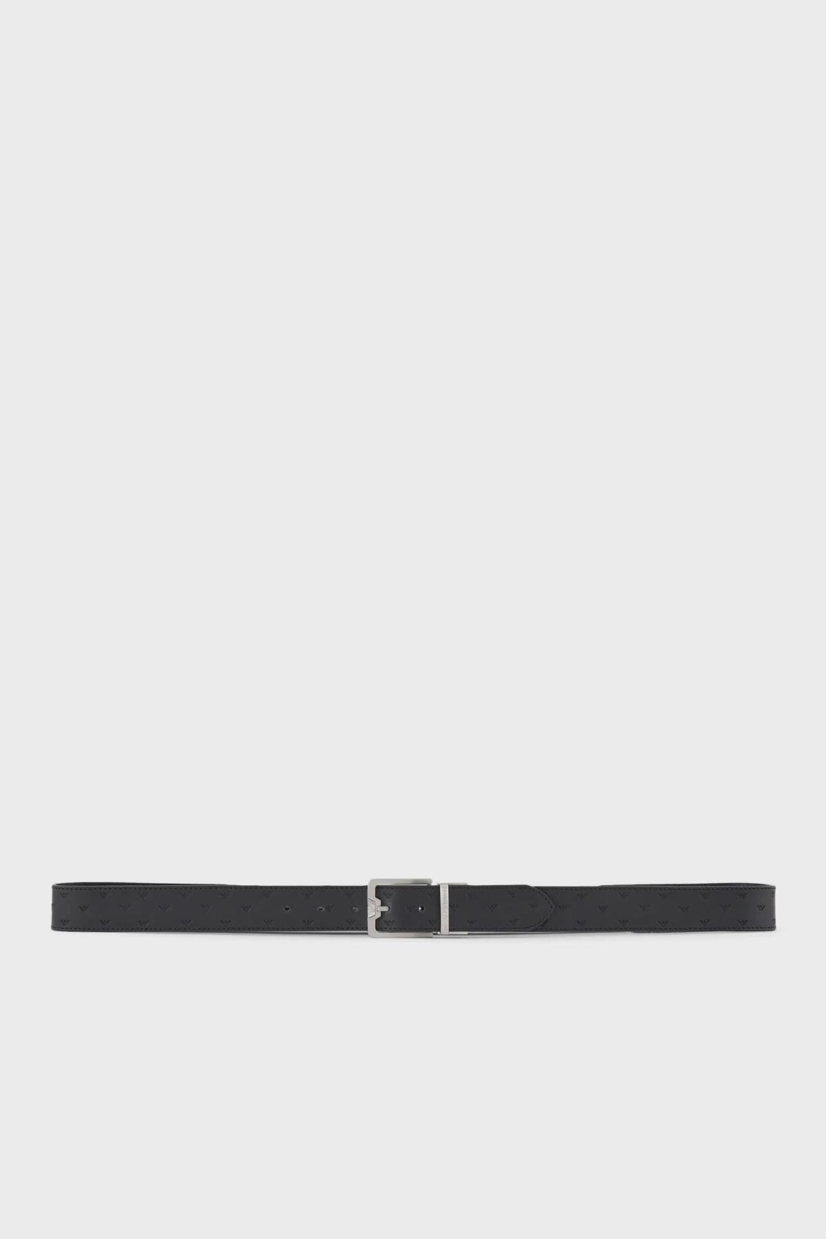 Emporio Armani Emporıo Armani Erkek Hakiki Deri Logolu Metal Tokalı Lacivert Kemer Y4S502 Y734E-88045