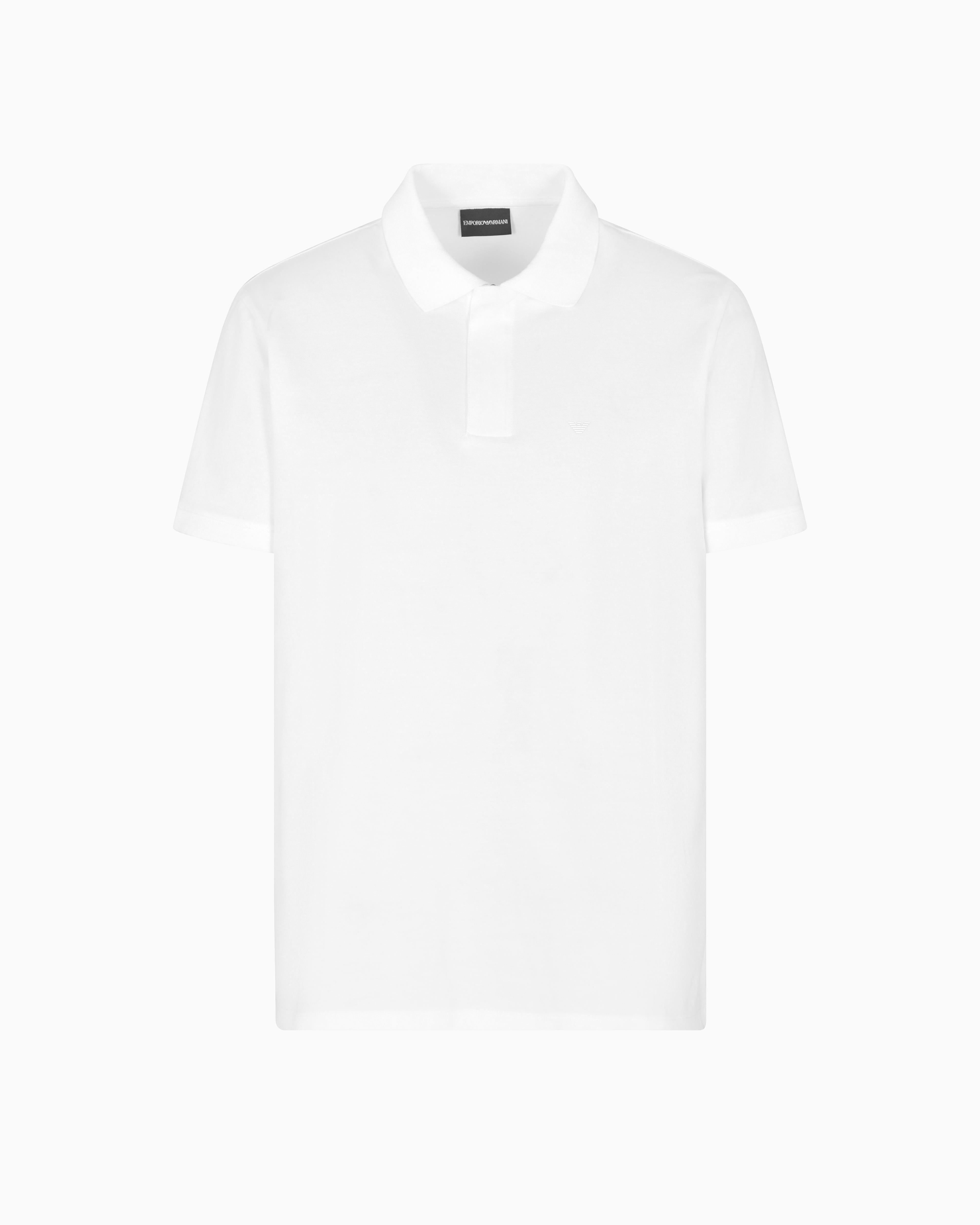 EMPORIO ARMANI Emporıo Armani Erkek Kartal Logolu Normal Kalıp Pike Pamuklu Kısa Kollu Beyaz Polo Yaka T-Shirt EM003171 AF13742-U0003