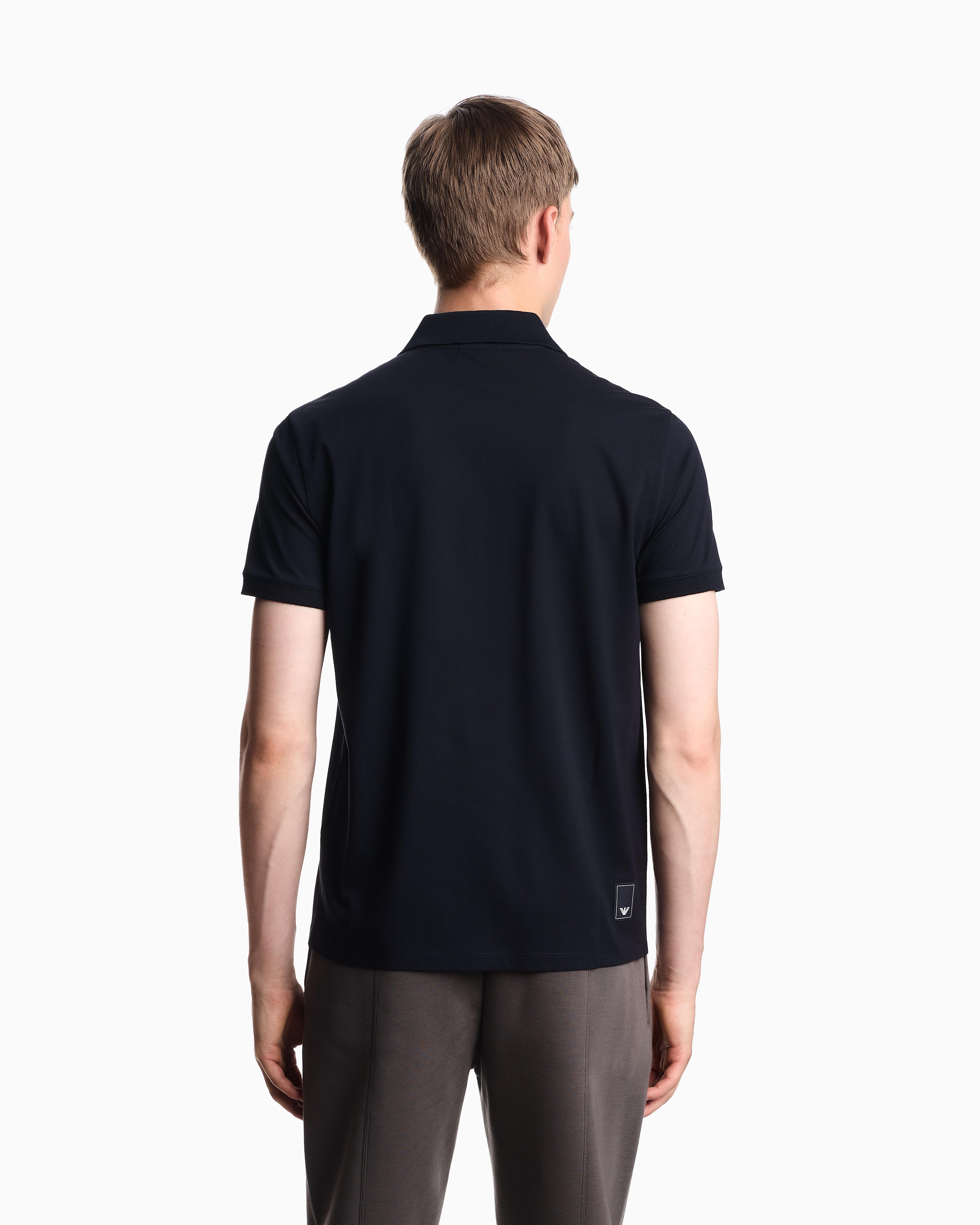 EMPORIO ARMANI Emporıo Armani Erkek Kartal Logolu Normal Kalıp Pike Pamuklu Kısa Kollu Lacivert Polo Yaka T-Shirt EM003171 AF13742-UB118