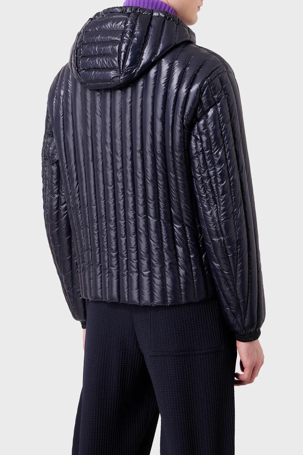 Emporio Armani Emporıo Armani Erkek Kapşonlu Yaka Marka Detaylı Fermuarlı Şişme Lacivert Mont 6R1B79 1NKZZ-0920