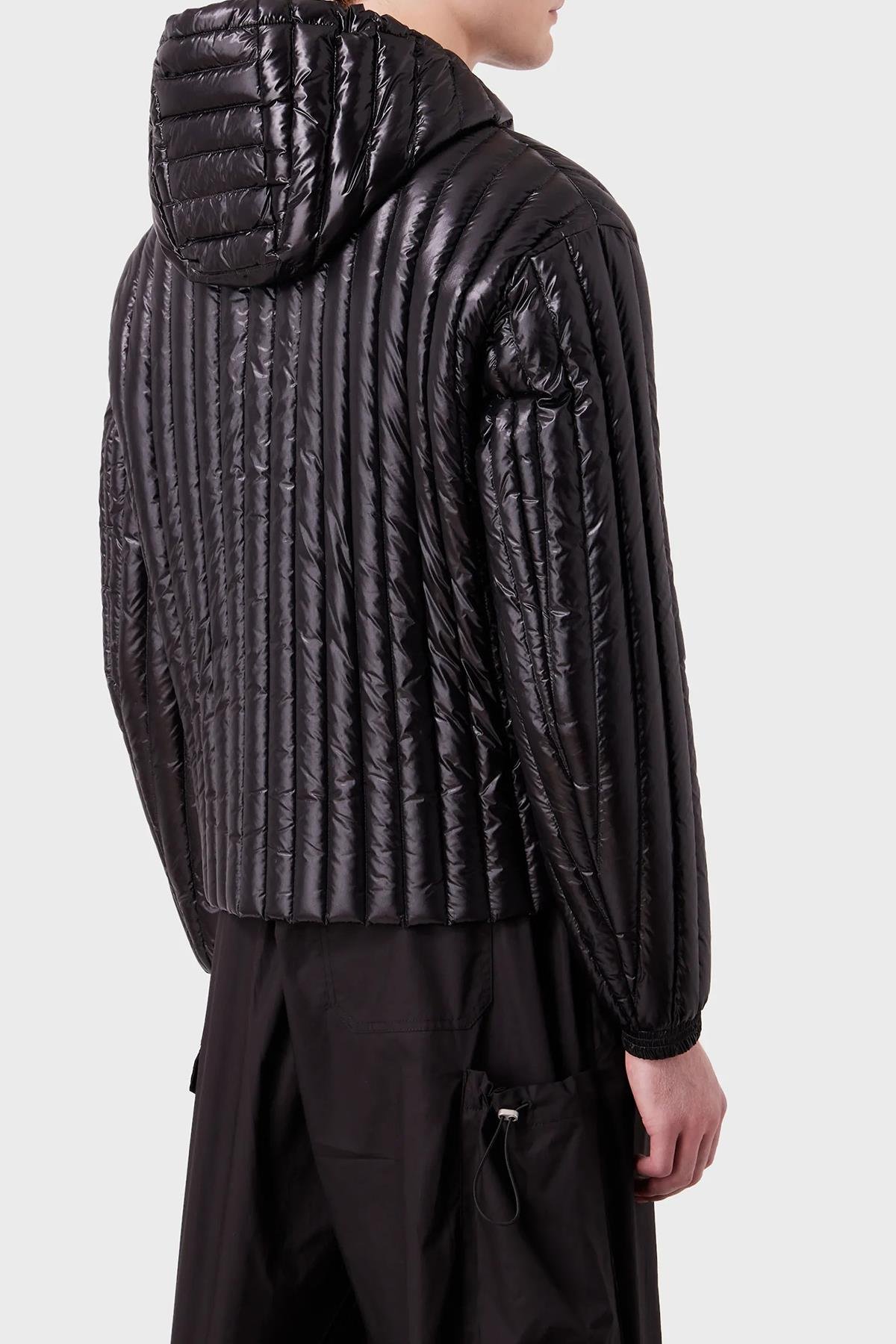 Emporio Armani Emporıo Armani Erkek Kapşonlu Yaka Marka Detaylı Fermuarlı Şişme Siyah Mont 6R1B79 1NKZZ-0999