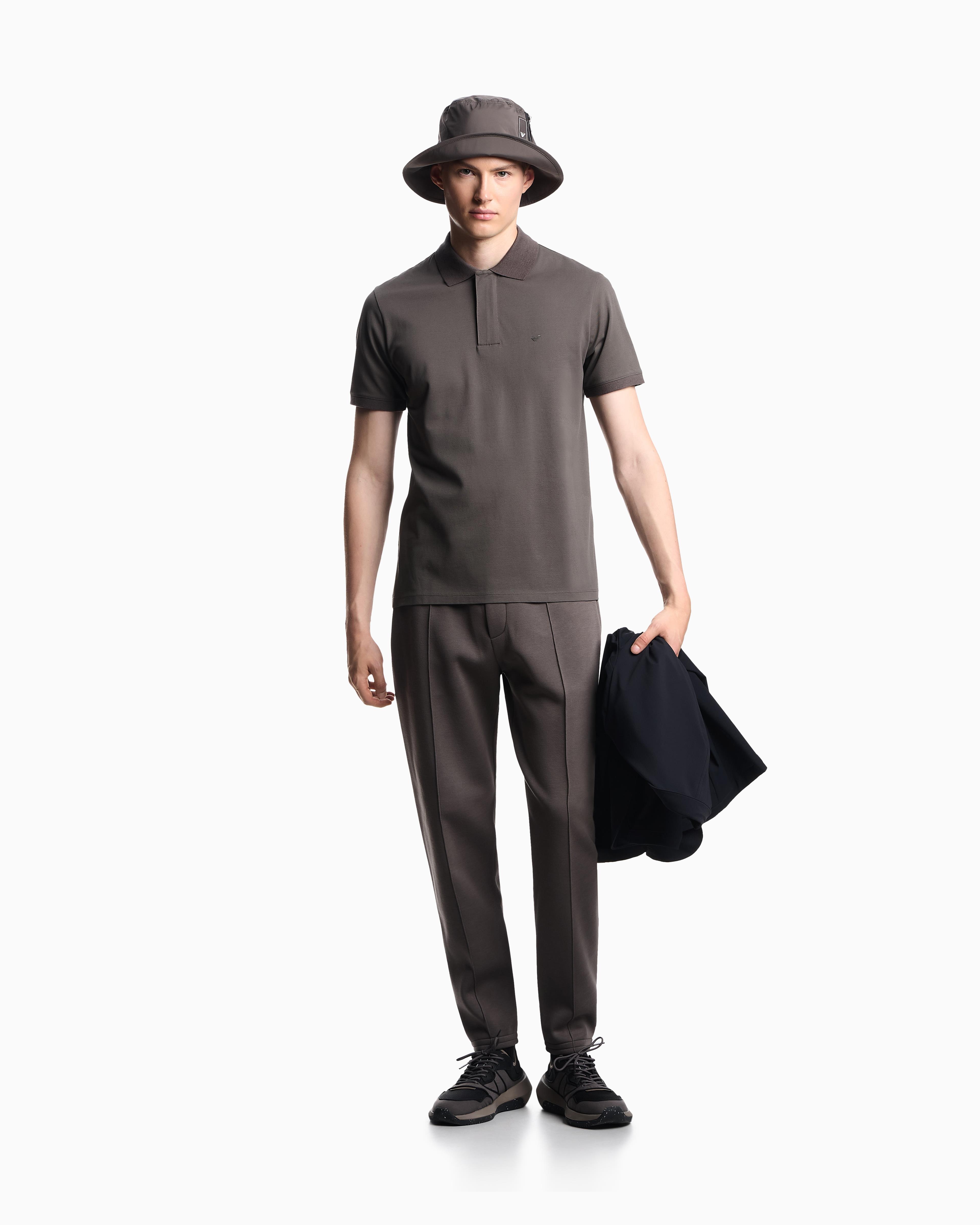 EMPORIO ARMANI Emporıo Armani Erkek Kartal Logolu Normal Kalıp Pike Pamuklu Kısa Kollu Gri Polo Yaka T-Shirt EM003171 AF13742-U8143