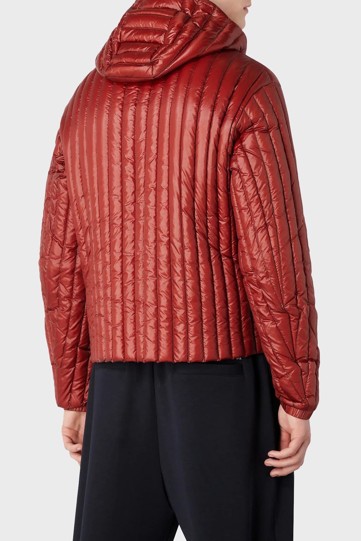 Emporio Armani Emporıo Armani Erkek Kapşonlu Yaka Marka Detaylı Fermuarlı Şişme Kırmızı Mont 6R1B79 1NKZZ-0454