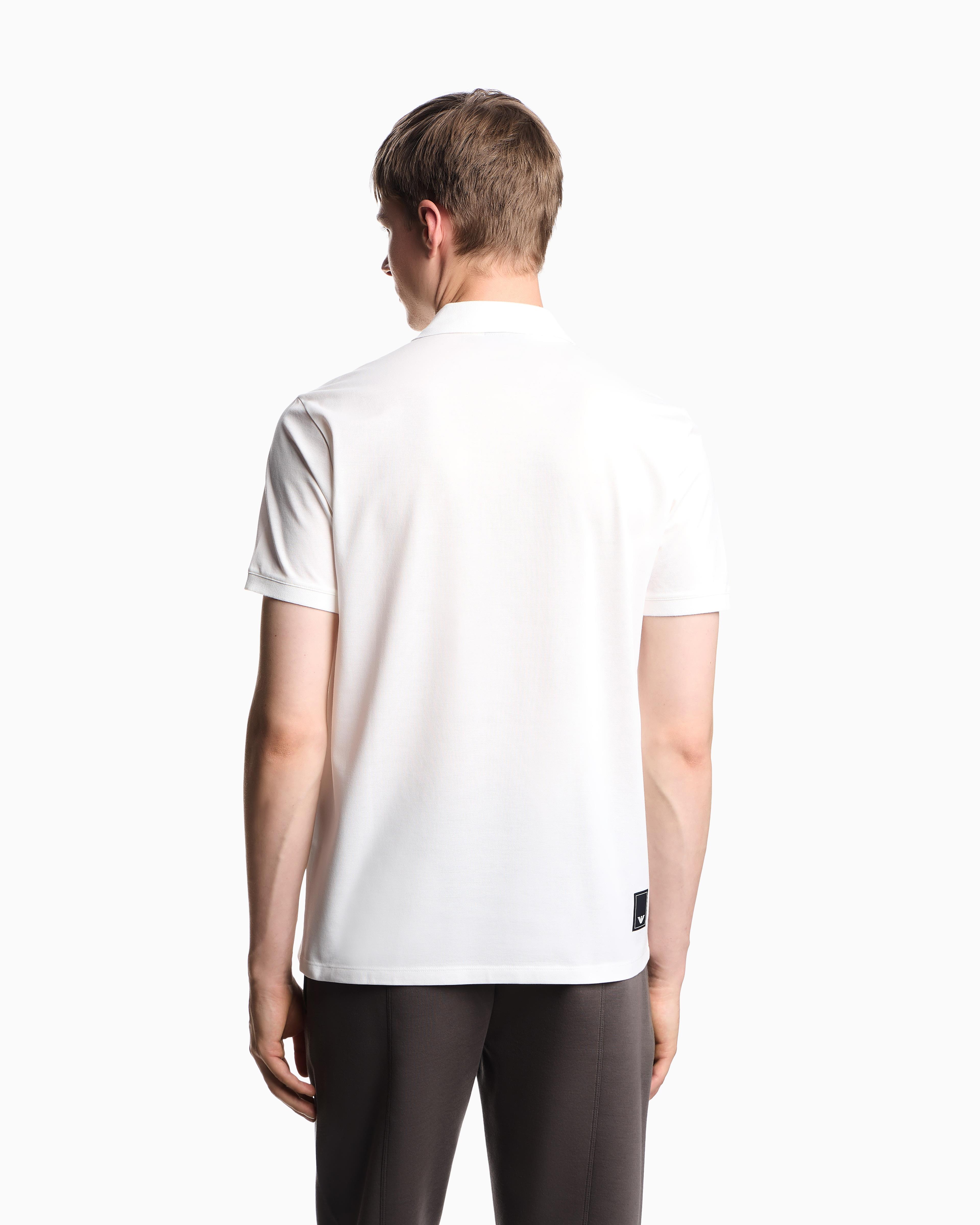 EMPORIO ARMANI Emporıo Armani Erkek Kartal Logolu Normal Kalıp Pike Pamuklu Kısa Kollu Beyaz Polo Yaka T-Shirt EM003171 AF13742-U0003