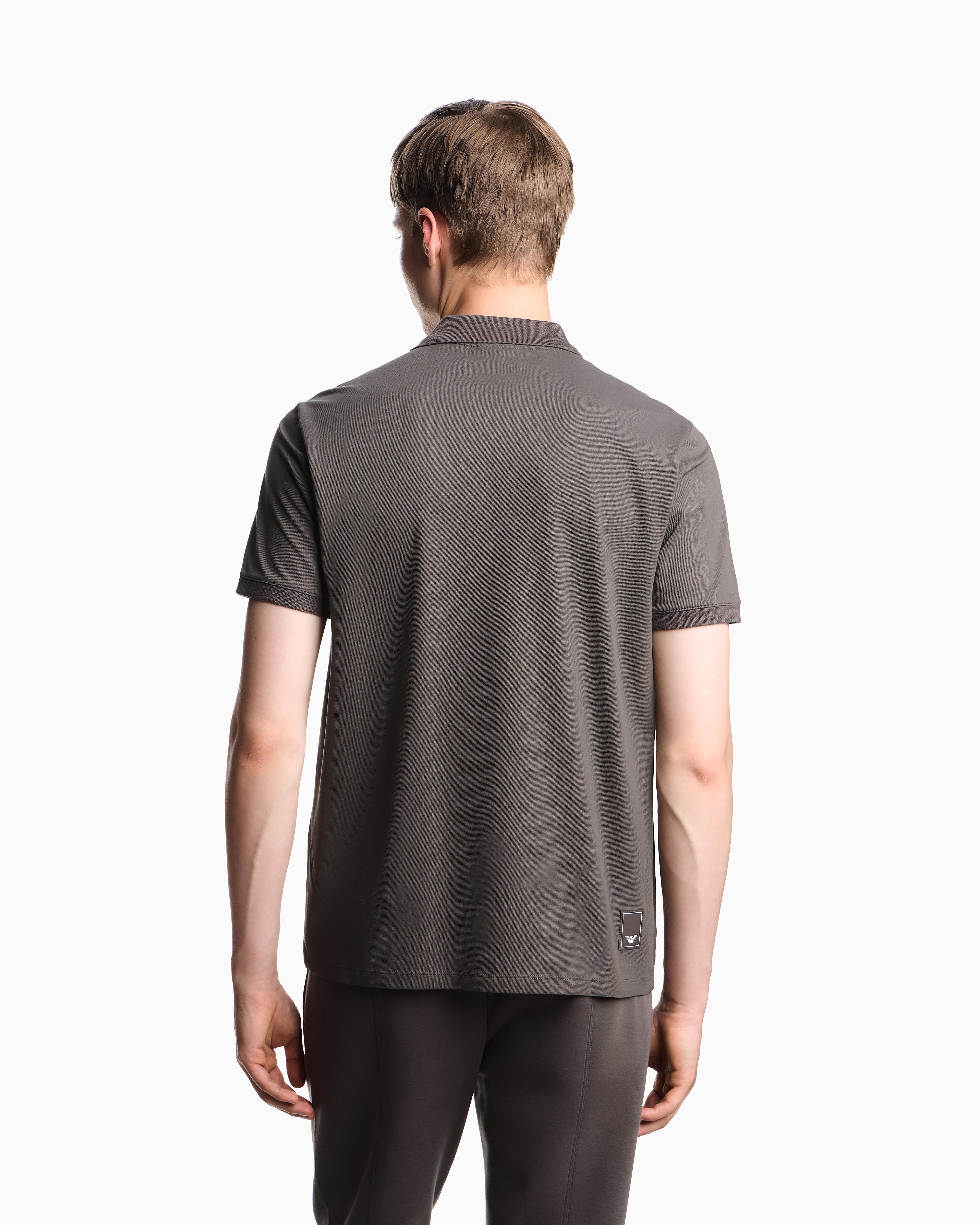 EMPORIO ARMANI Emporıo Armani Erkek Kartal Logolu Normal Kalıp Pike Pamuklu Kısa Kollu Gri Polo Yaka T-Shirt EM003171 AF13742-U8143